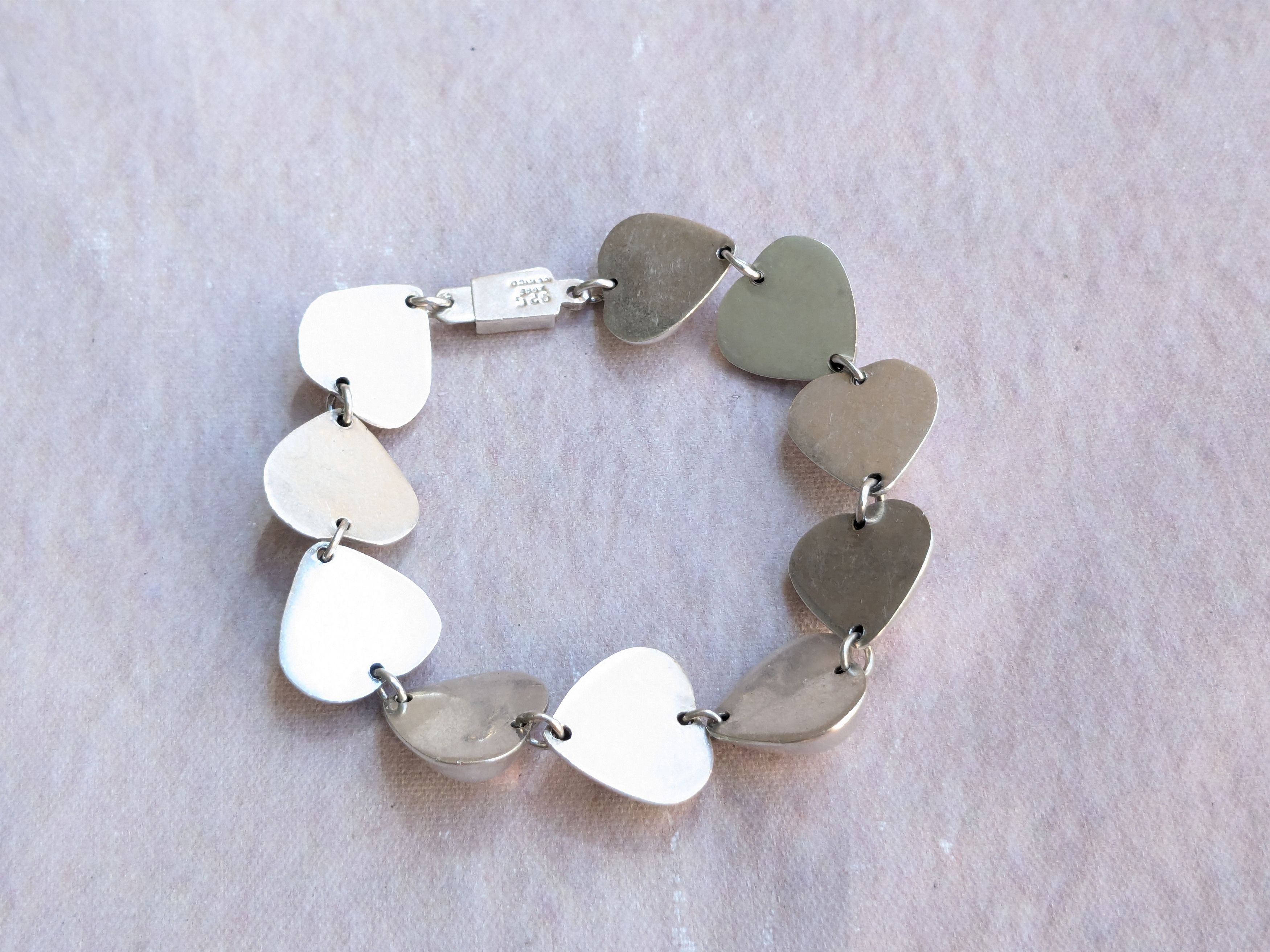 Jewelry Vintage Taxco Sterling Silver Heart Bracelet Y2K 7.5" Size ONE SIZE - 7 Thumbnail