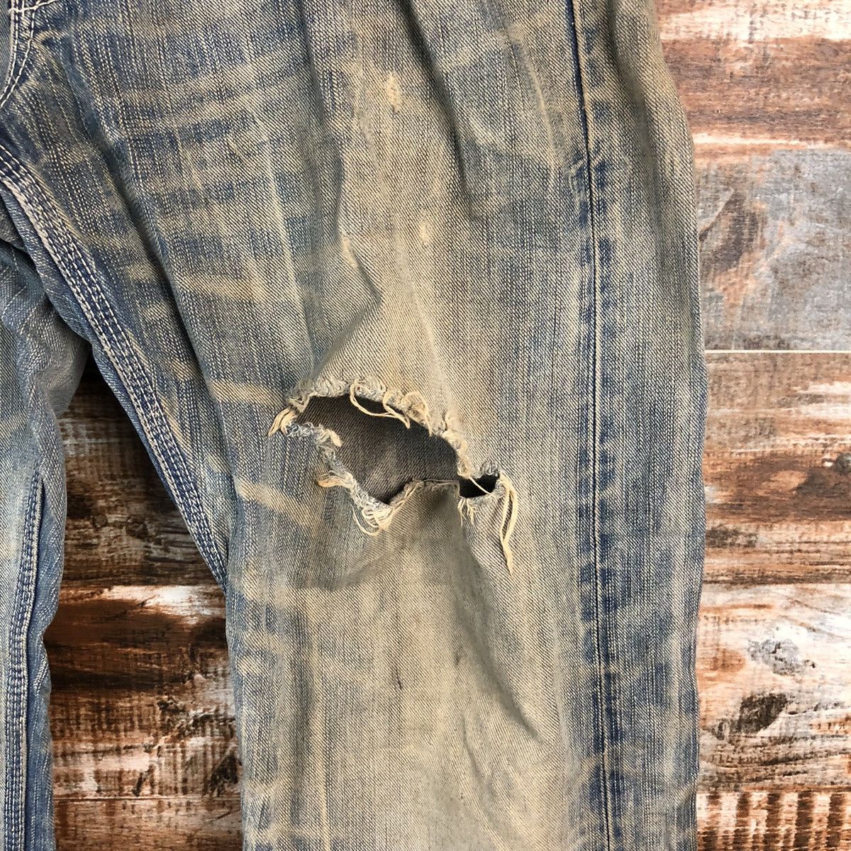 Edwin DLL Edwin Blue Distressed ripped Denim Pants #C239 Size US 35 - 10 Thumbnail