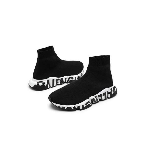 Balenciaga o1bcso1str1024 Speed Recycled Knit Graffiti Sneakers Black Size US 12 / IT 42 - 3 Thumbnail