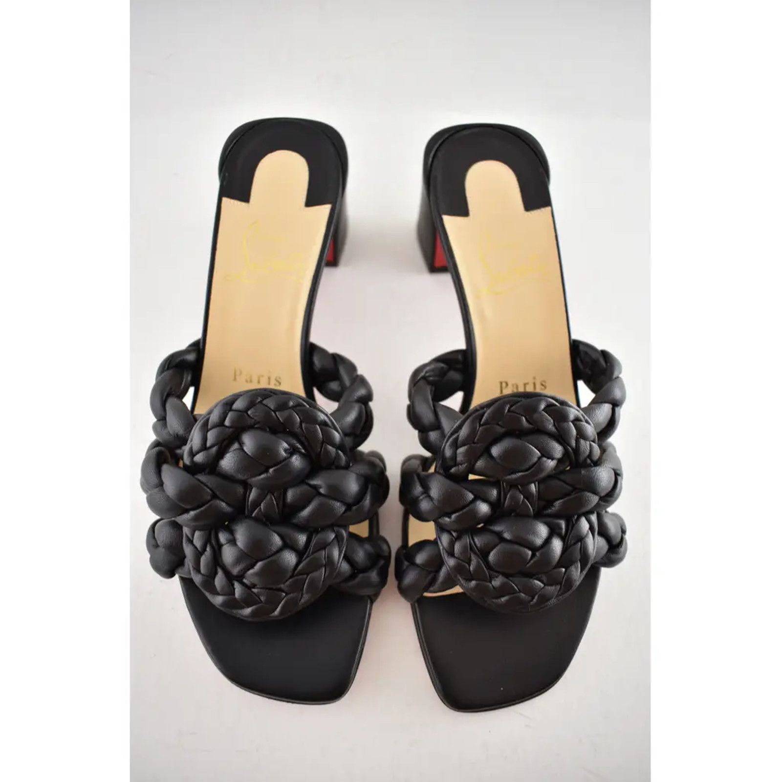 Christian Louboutin Marmela 55 Black Nappa Block Heel Mule Slide Sandal Pump 36 Size US 6 / IT 36 - 7 Thumbnail