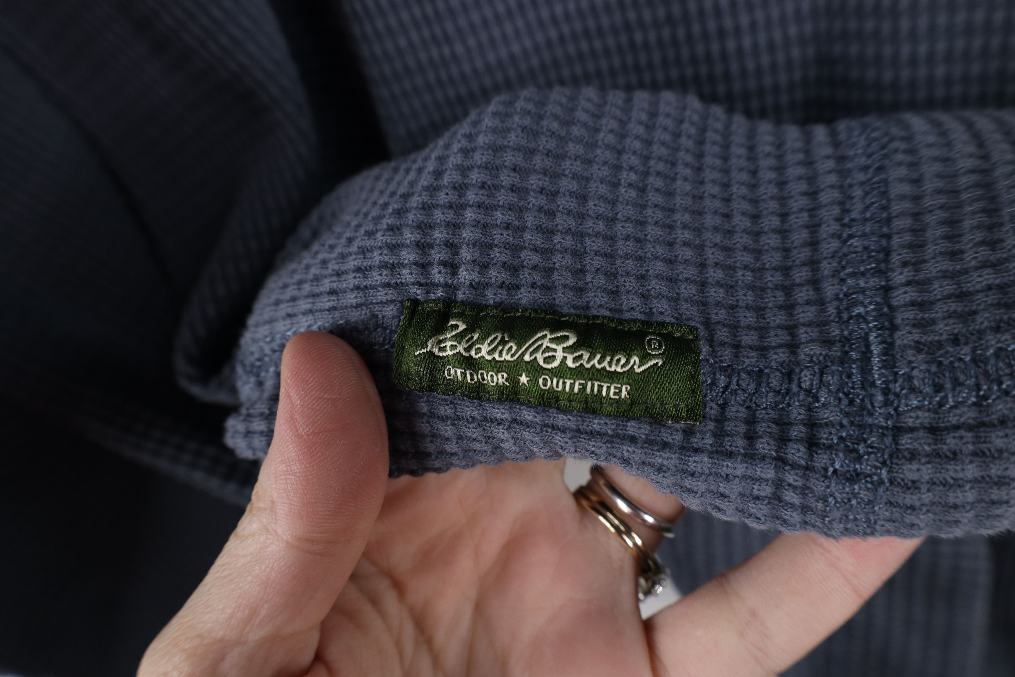 Eddie Bauer Vintage Eddie Bauer Thermal Waffle Knit Henley T-Shirt Blue Size US L / EU 52-54 / 3 - 6 Thumbnail