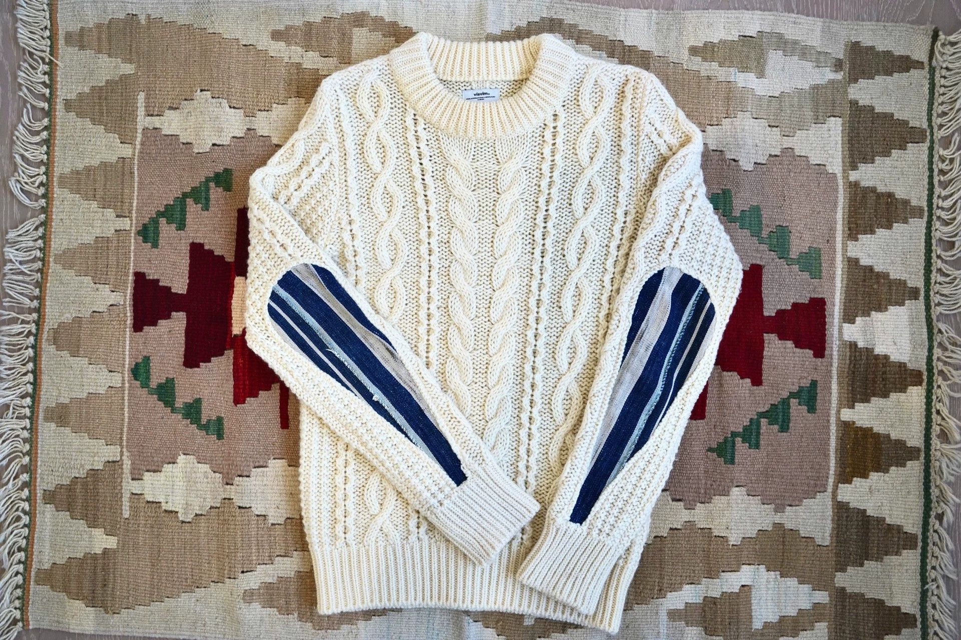 Visvim 15AW VISVIM FISHERMAN KNIT antique fabric drip sleeve sweater Size US M / EU 48-50 / 2 - 1 Thumbnail