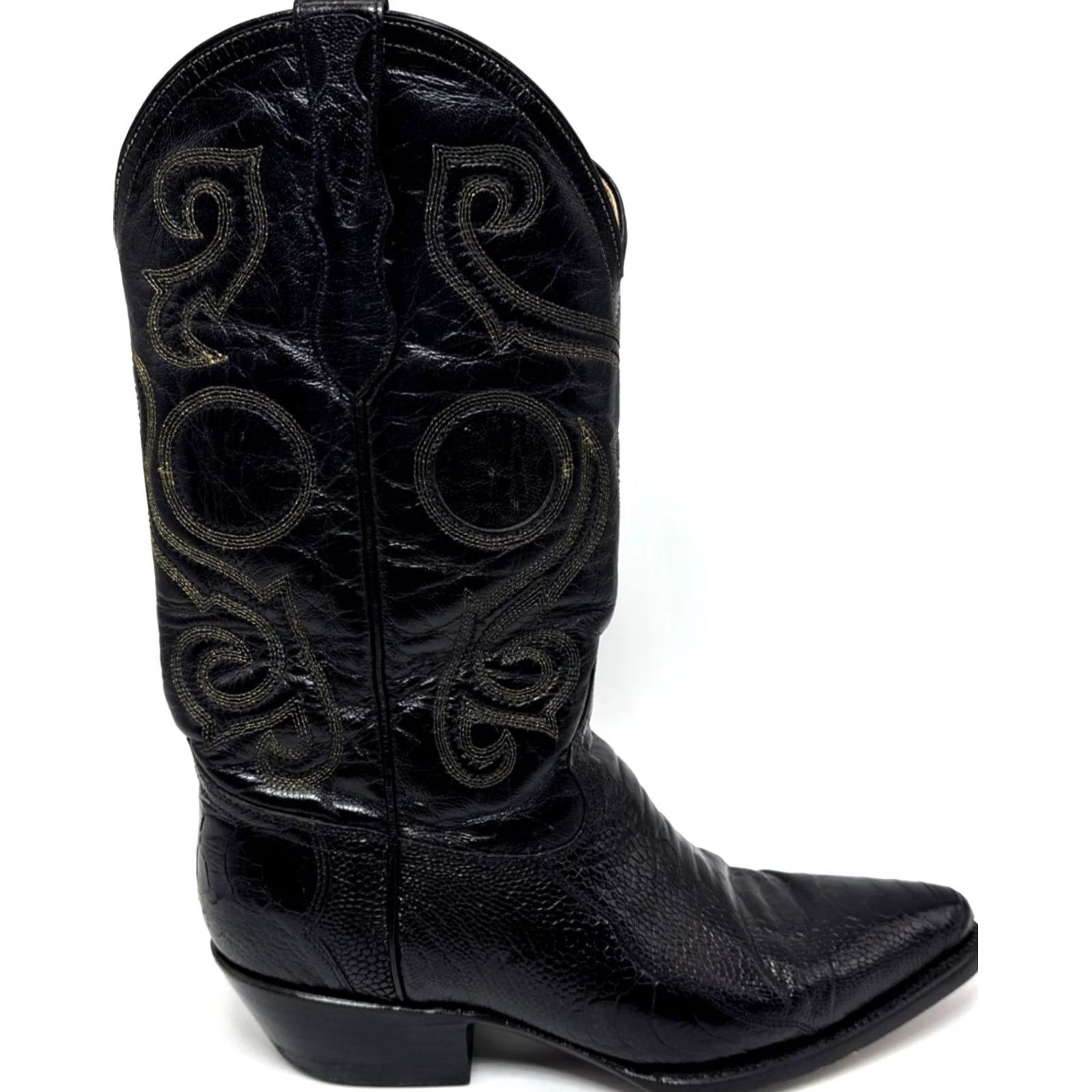 Vintage VINTAGE Dos De Oro Exotic Western Boot Ostrich Mens Size 7 Black Gold Mexico Size US 7 / EU 40 - 3 Thumbnail
