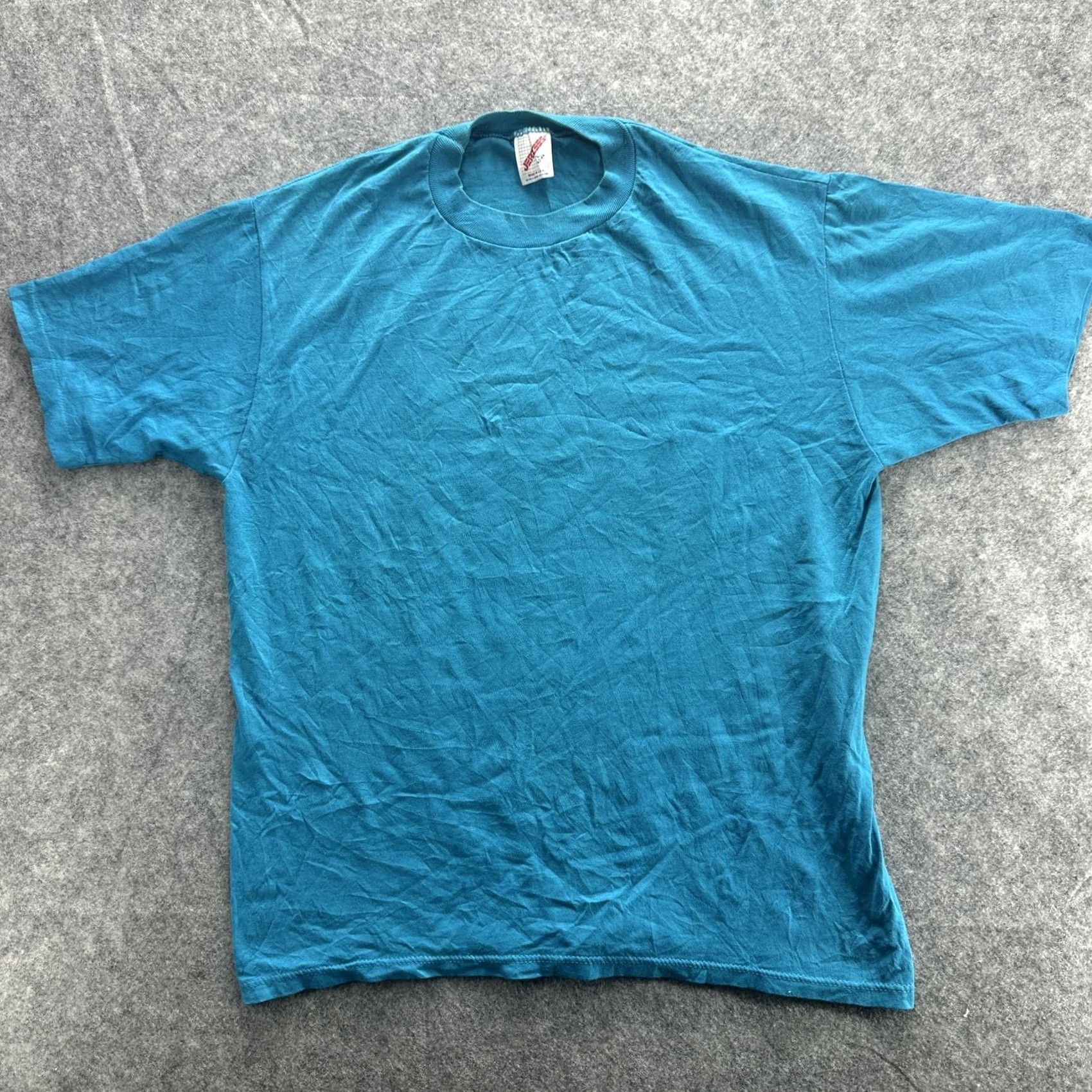 Jerzees VINTAGE Jerzees Shirt Mens Large Blue Made USA 50/50 Single Stitch Blank 80s Tee Size US L / EU 52-54 / 3 - 2 Thumbnail