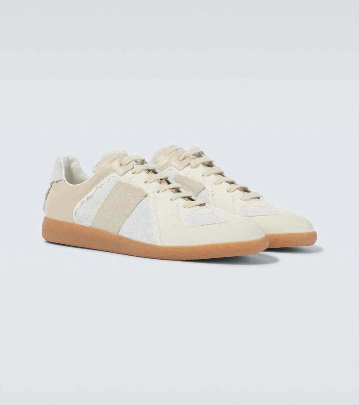 Maison Margiela oc11z1225 Replica Inside Out Suede Sneakers in Beige/White Size US 7 / EU 40 - 4 Thumbnail