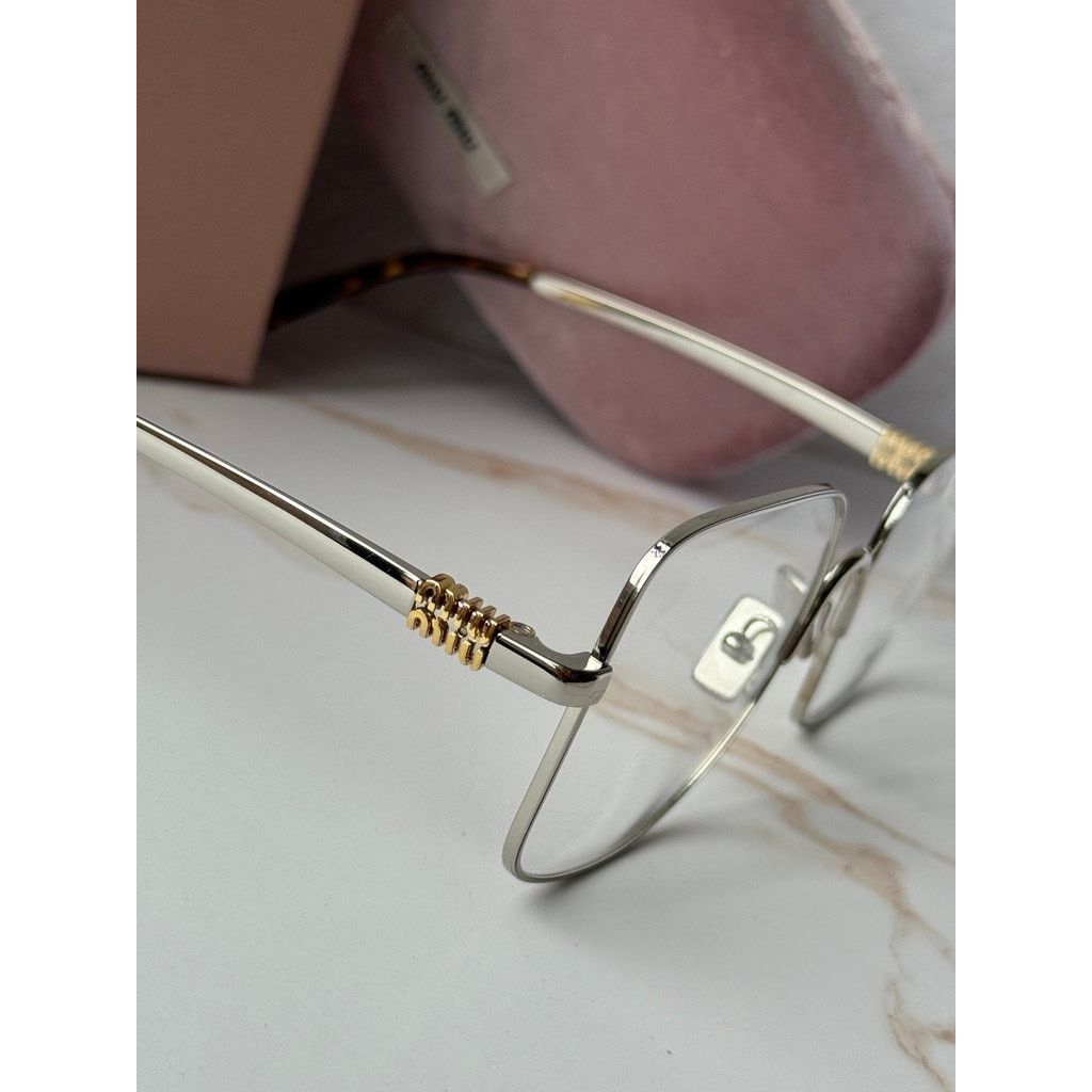 Miu Miu NEW Miu Miu MU51YV Silver Oversized Square Eyeglasses Frames Size ONE SIZE - 6 Thumbnail