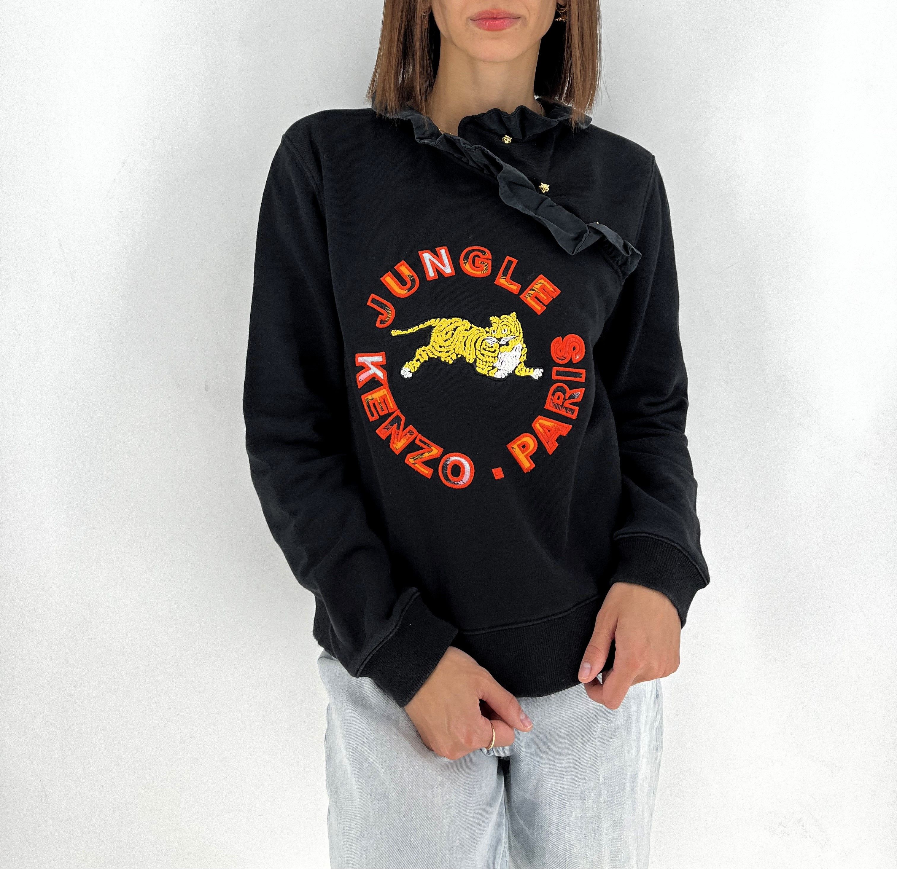 H&M KENZO X H&M Jungle Paris Black Ruffle Neck Sweater Sz M Size M / US 6-8 / IT 42-44 - 3 Thumbnail