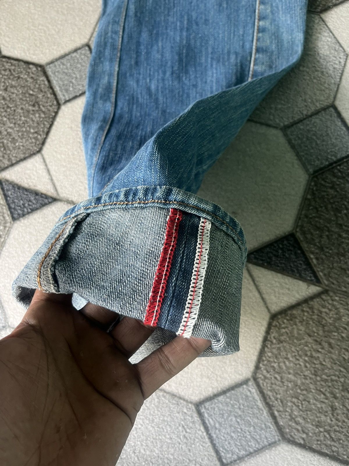 Japanese Brand Evisu Genes Silver Embroidered Seagull Jeans Cinch Back Size US 30 / EU 46 - 4 Thumbnail