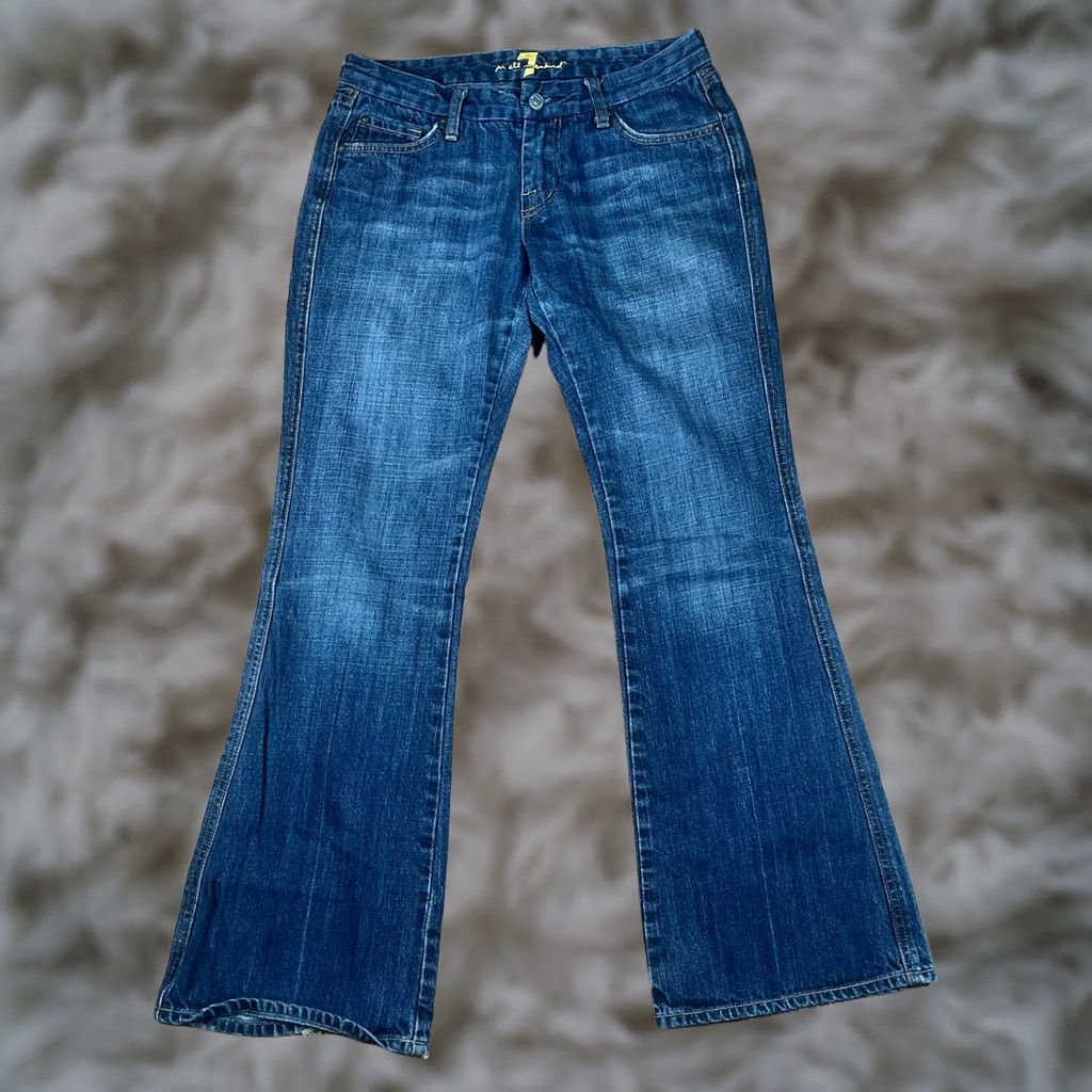 7 For All Mankind 7 For All Mankind A Pocket Bootcut Flat Front Blue Jeans Pants Womens Size 29 Size 29" - 1 Thumbnail