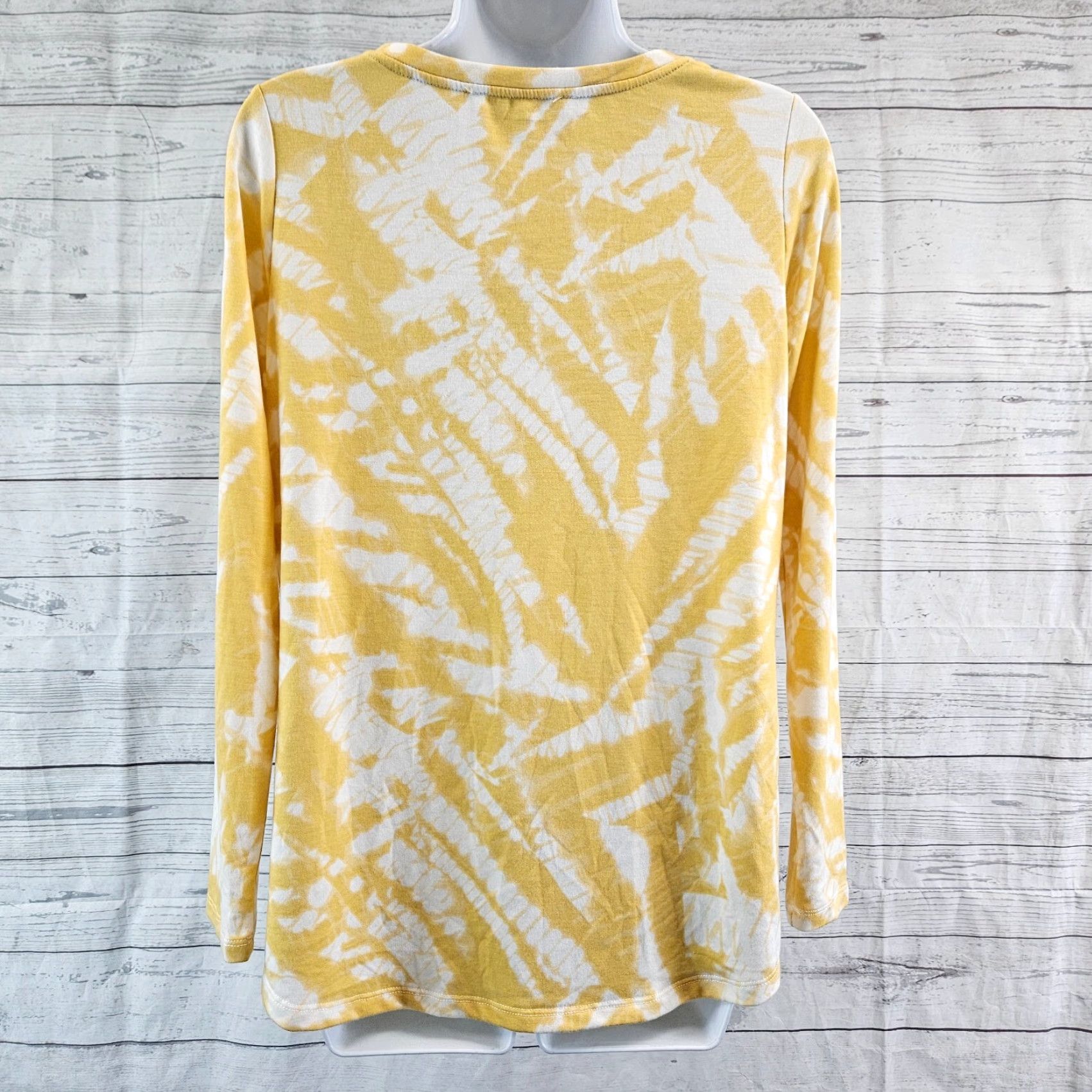 Vintage Rose+Olive Blouse Womens Small Yellow White Long Sleeve Knotted Front Size S / US 4 / IT 40 - 4 Thumbnail