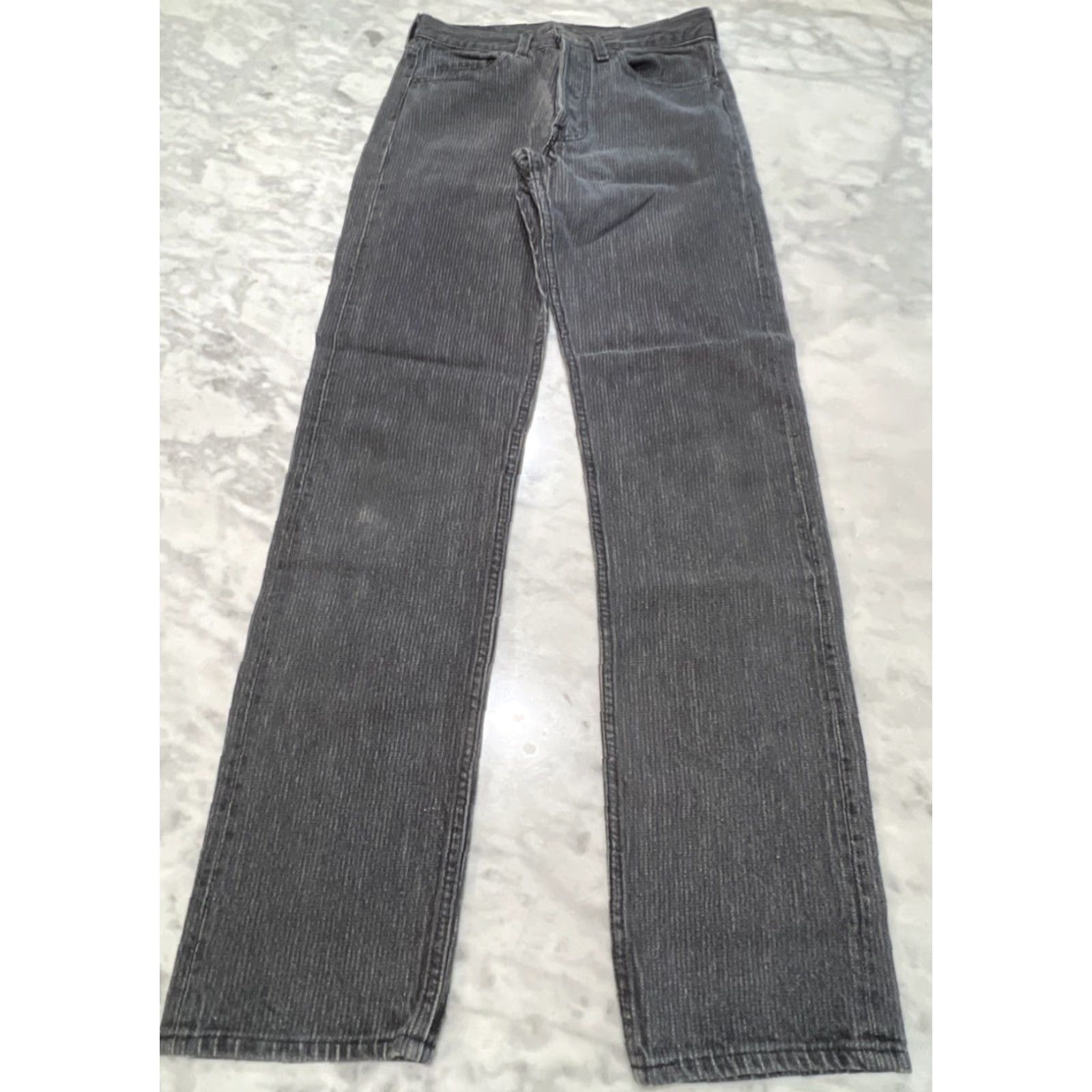 Levi's VINTAGE Levi's 501 Jeans Adult W29xL34 Black Button Fly Made USA Wabash Pinstripe 1980s Mens Size US 29 - 3 Thumbnail
