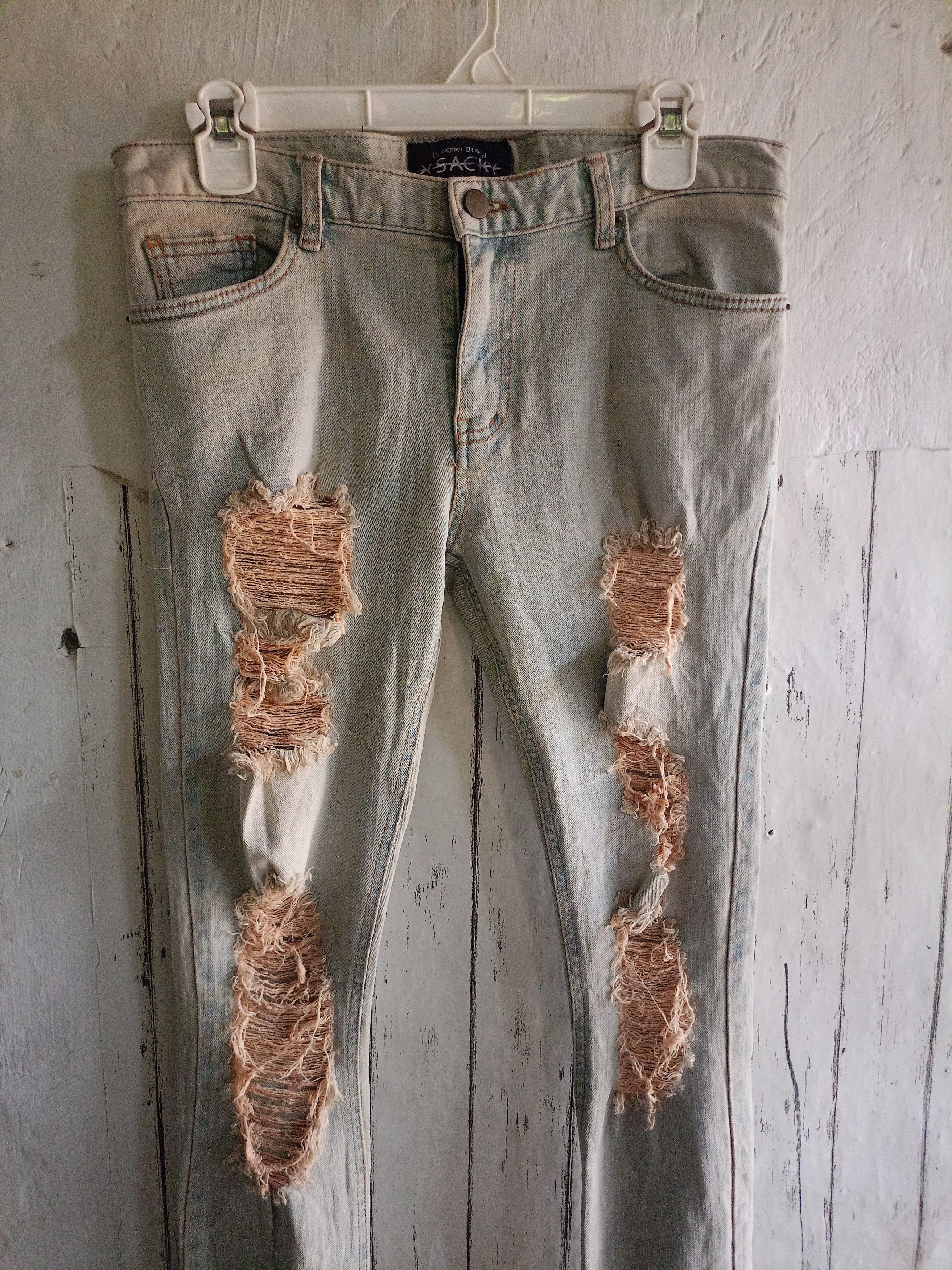 Japanese Brand 2000s SACKY Distressed Skinny Pants Size US 30 / EU 46 - 5 Thumbnail