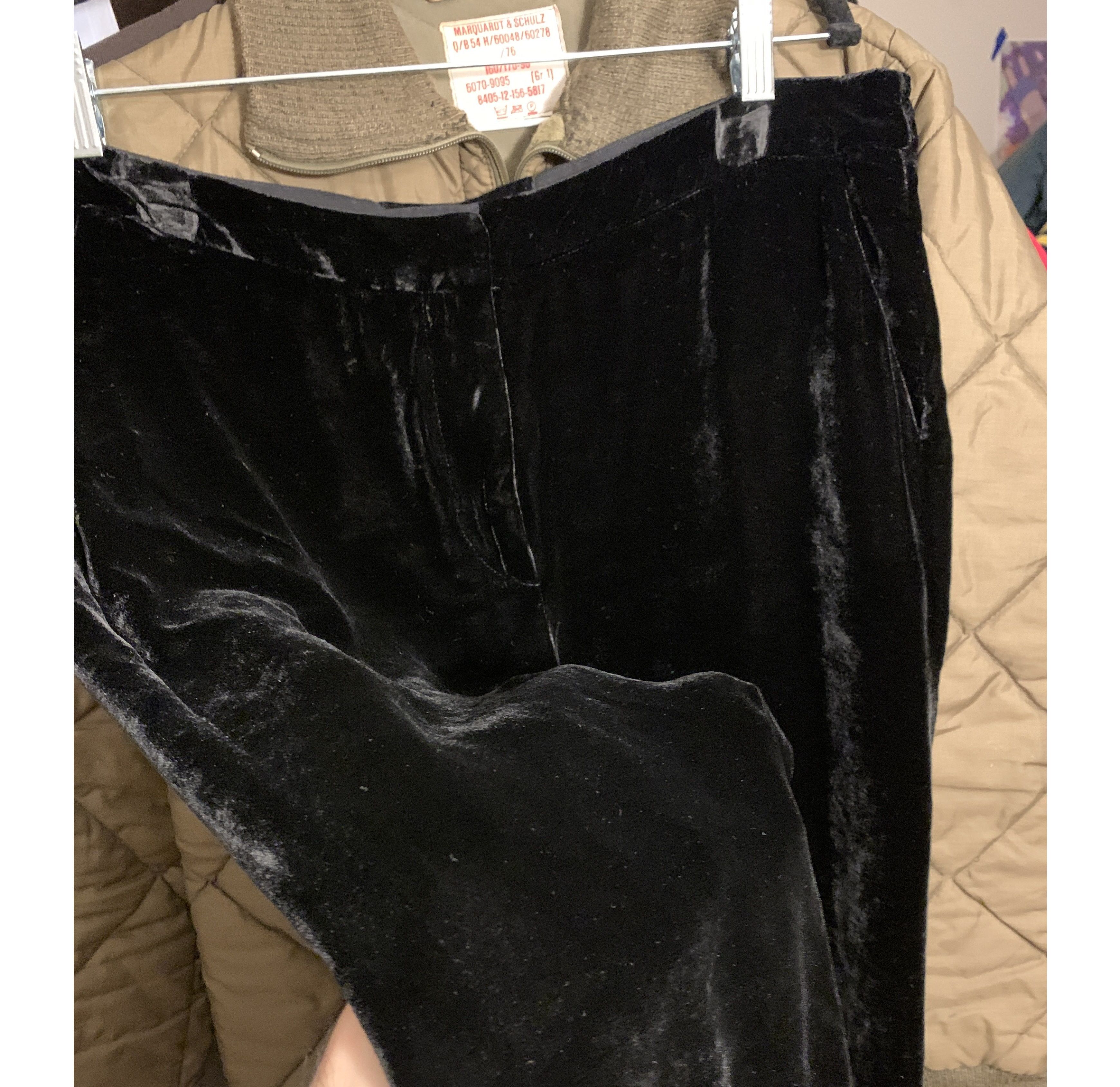 Giorgio Armani Vintage Black Crushed Velvet Silk Viscose Sweatpants Size 36" / US 14 / IT 50 - 6 Thumbnail
