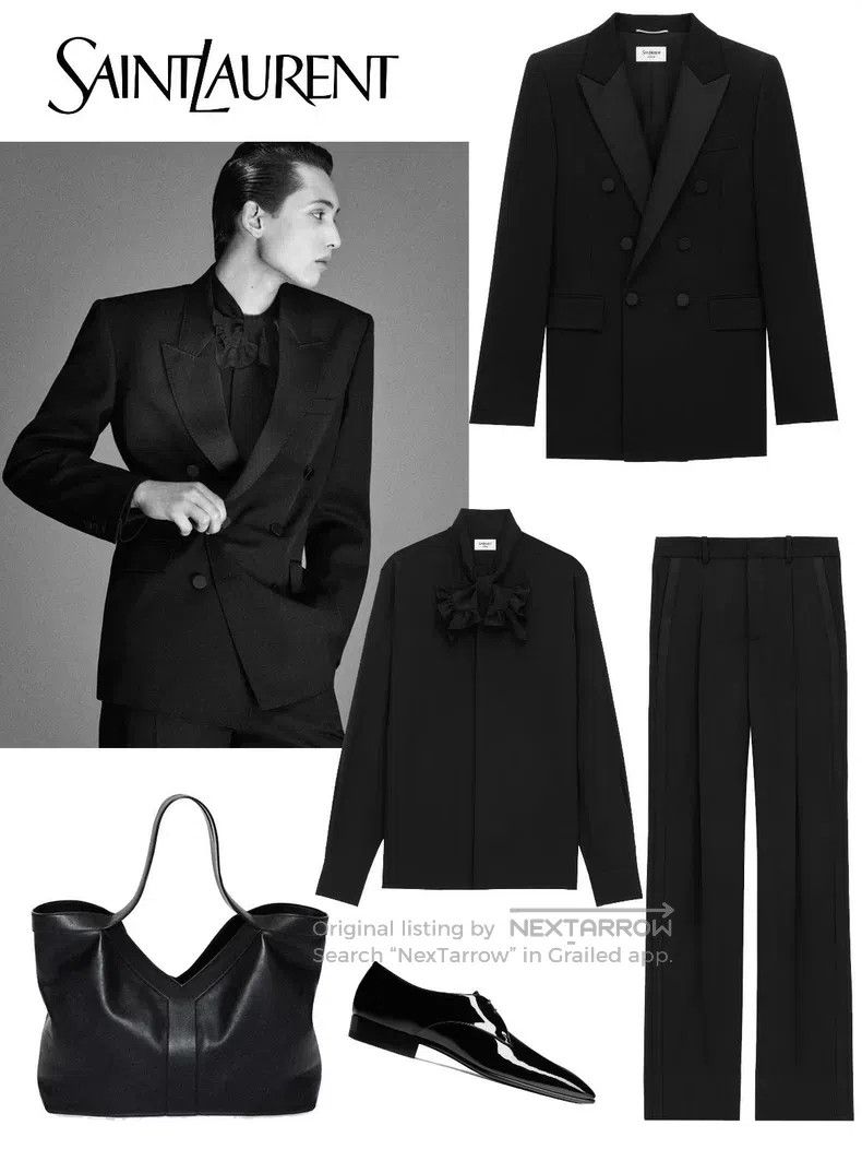 Saint Laurent Paris Saint Laurent Paris size 37 Black silk shirt with satin ri Size US S / EU 44-46 / 1 - 6 Thumbnail