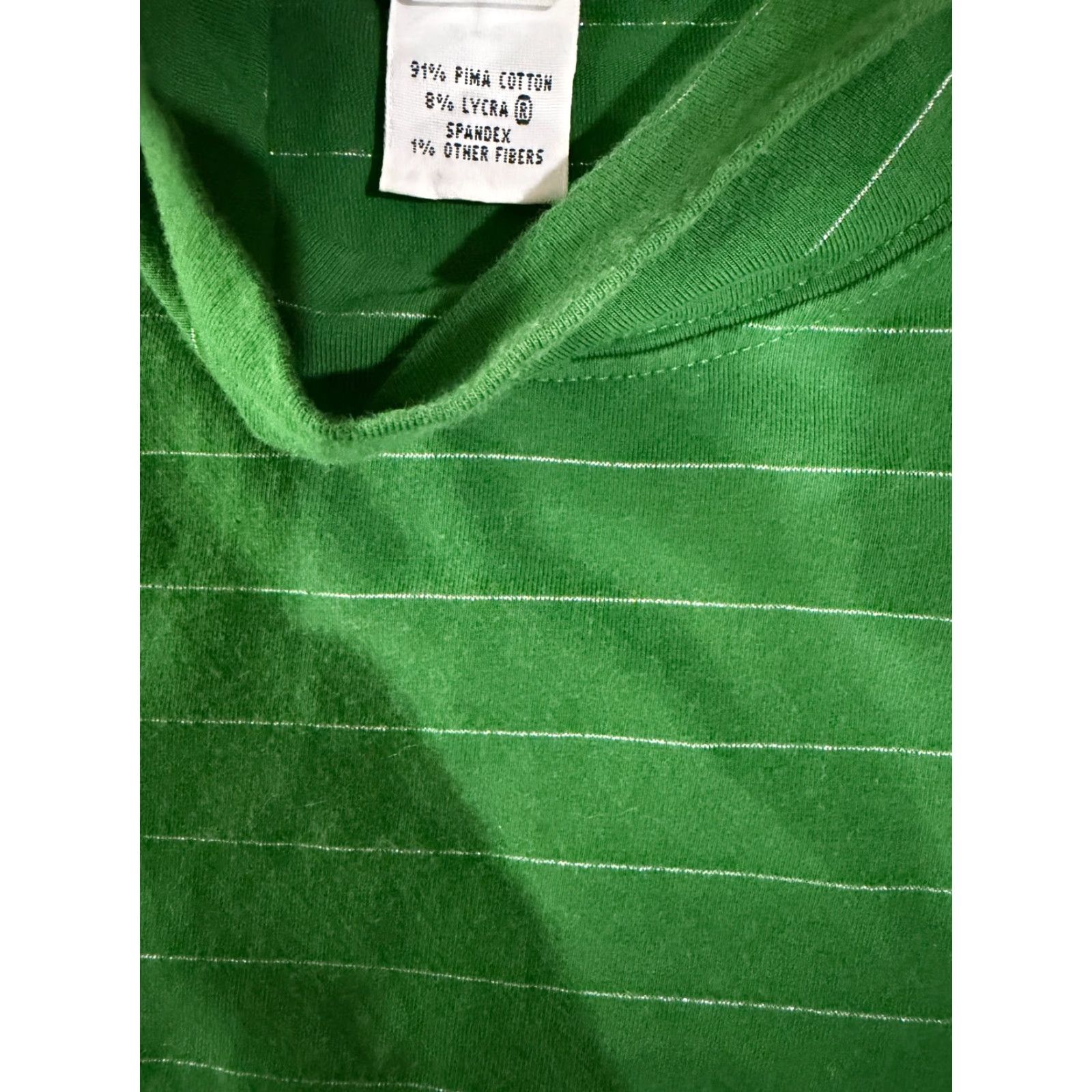 Talbots Talbots Long Sleeve Top Womens S Green Striped Turtleneck Knit Casual Regular Cotton Size S / US 4 / IT 40 - 5 Thumbnail