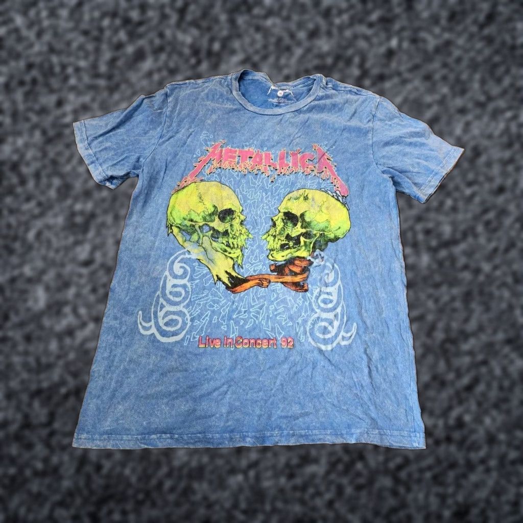 Olive Metallica Rock T Shirt Blue Mens M Short Sleeve Heavy Metal Concert Tee Size US M / EU 48-50 / 2 - 1 Thumbnail