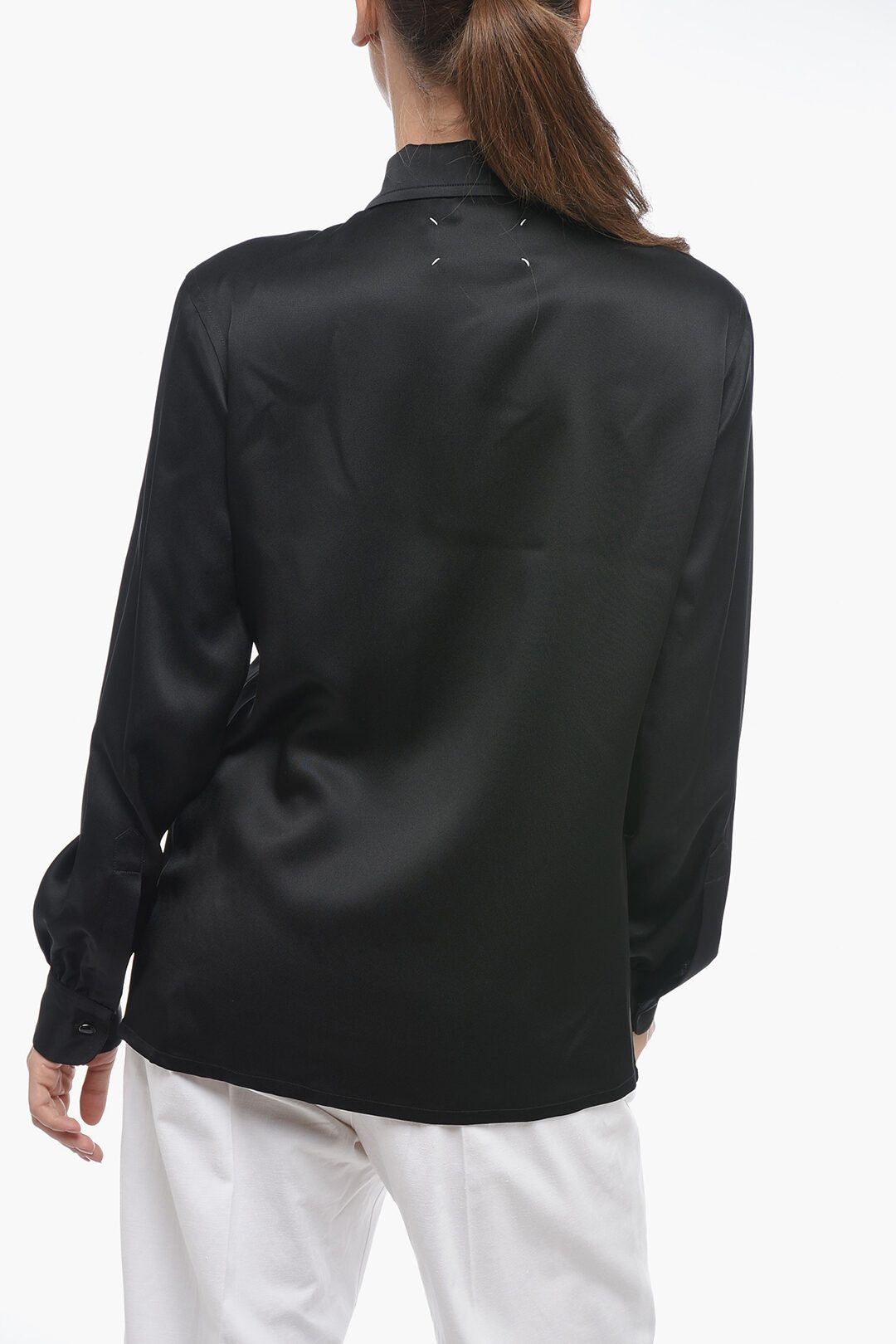Maison Margiela og1mm1224 Satin Shirt in Black Size XS / US 0-2 / IT 36-38 - 2 Thumbnail