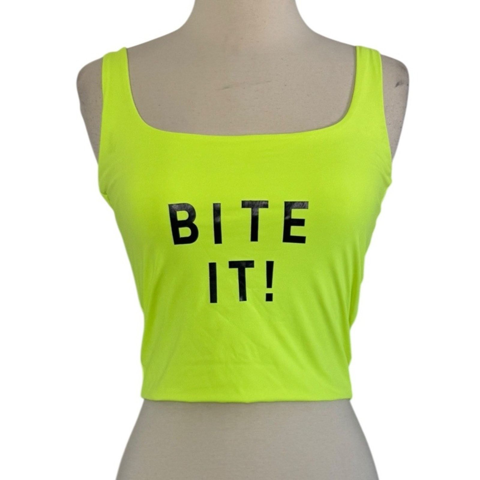 Other BITE IT! Neon Fluorescent Yellow Tank Crop Top Punk Festival Size S / US 4 / IT 40 - 3 Thumbnail