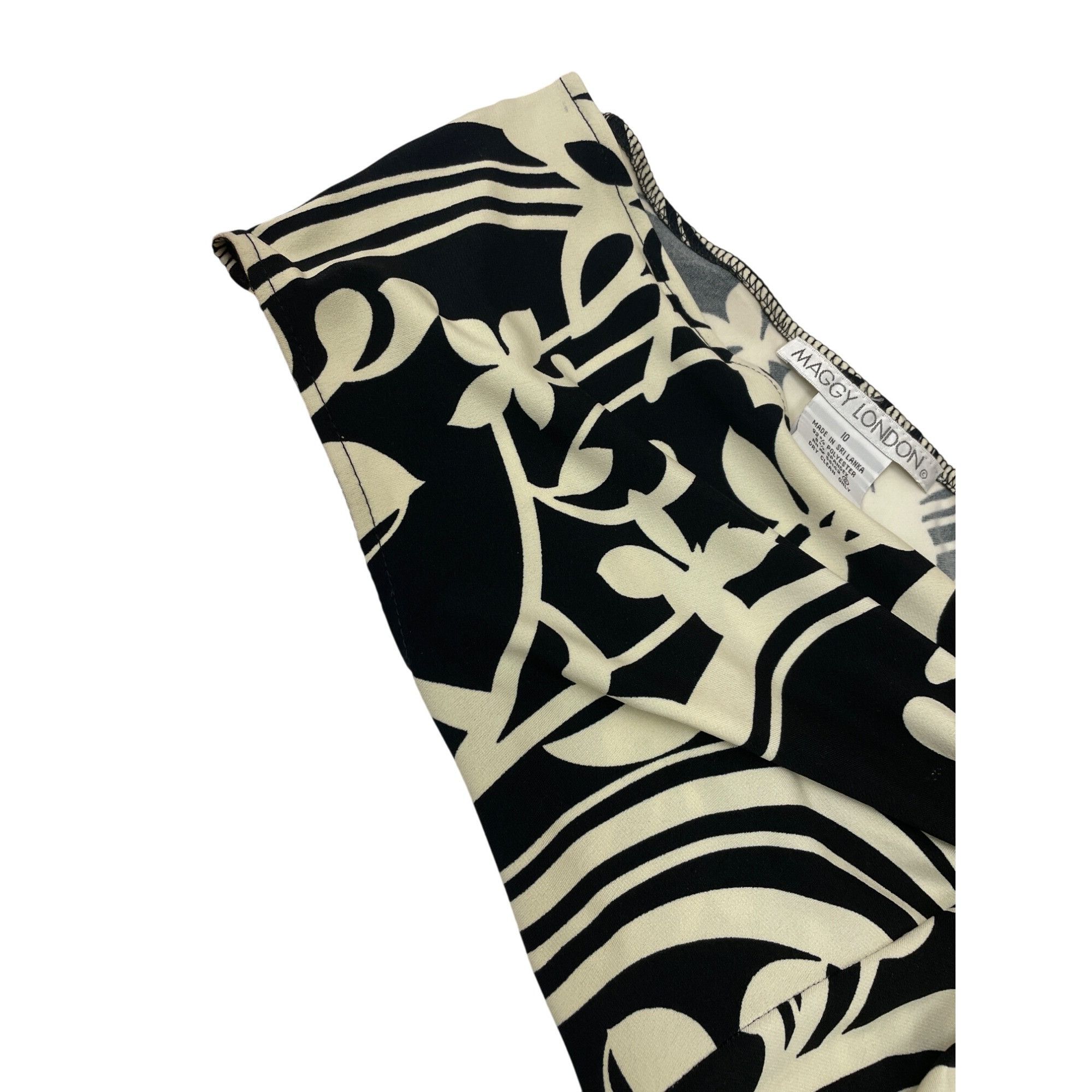 MAGGY LONDON Maggy London Womens Black Tan Floral Midi Summer Dress Size Size L / US 10 / IT 46 - 3 Thumbnail