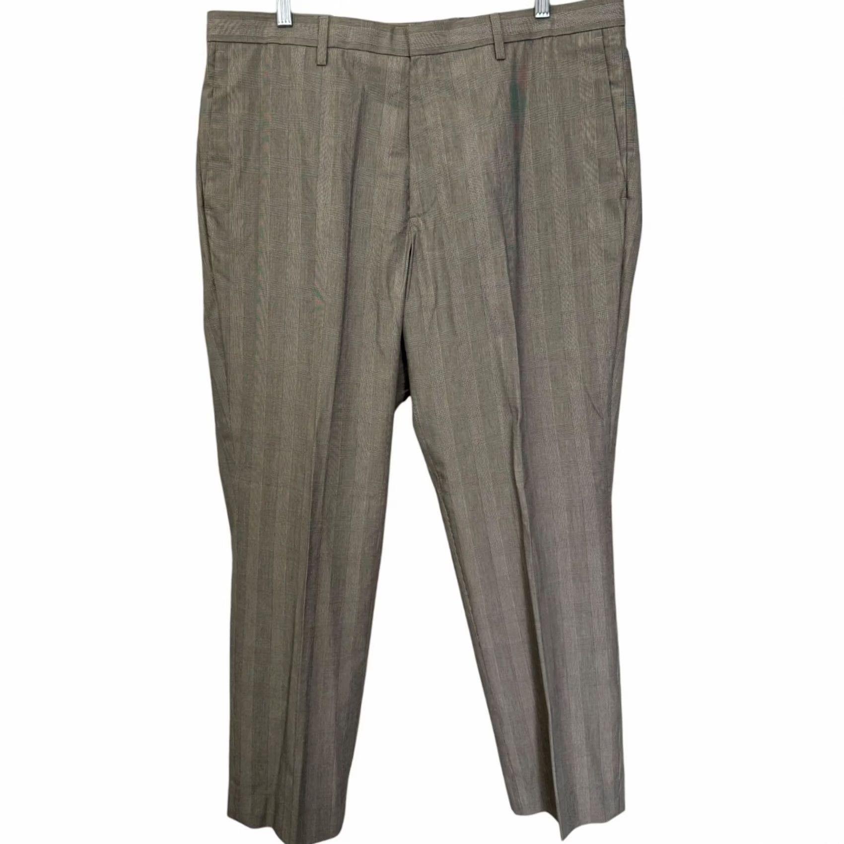 Banana Republic VINTAGE Banana Republic Glen Plaid Slim-Fit Dress Pant Taupe Mens 36X30 100% Cotton NEW Size US 36 / EU 52 - 2 Thumbnail