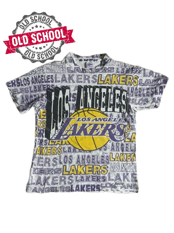 image of L A Lakers x NBA 90's Salem Nba Lakers All Over Print Fullprint Tee Shirt, Men's (Size Medium)
