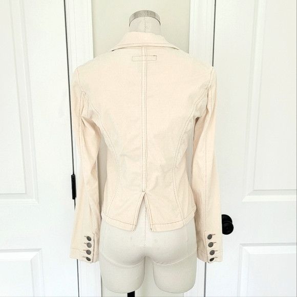 Calvin Klein Cream Corduroy Collared Button-Up Blazer Classic Preppy Size S / US 4 / IT 40 - 5 Thumbnail
