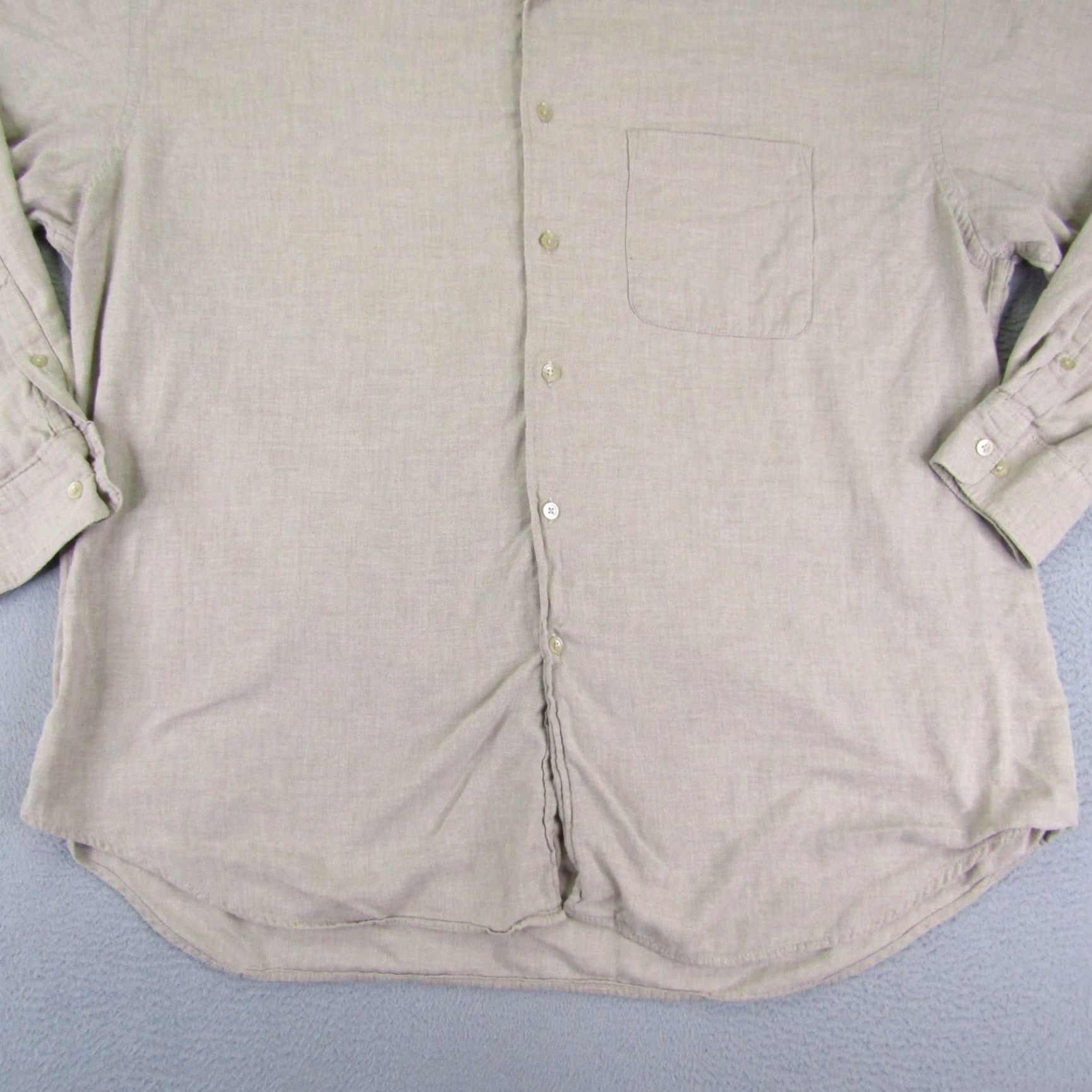 Banana Republic VINTAGE Banana Republic Shirt Mens XL Tan Button Up Flannel Twill Beige Cotton Long Sleeve Collared Pocketed Regular Button-Up Mens Size US XL / EU 56 / 4 - 3 Thumbnail