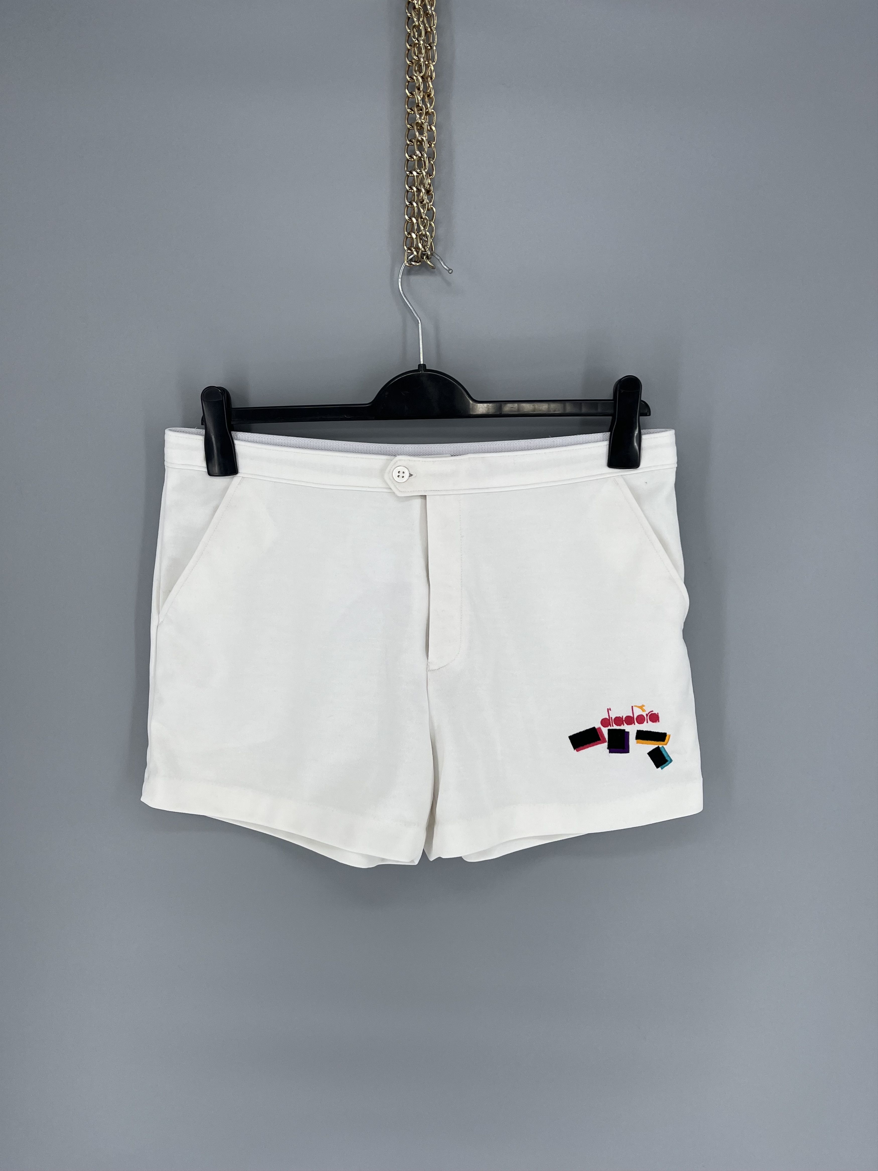 Diadora Vintage 80s Diadora White Vintage Tennis Shorts RARE Luxury Size US 36 / EU 52 - 1 Thumbnail