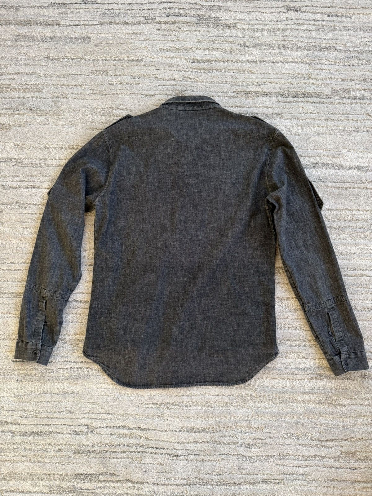Dior SS04 ‘Strip’ Denim Military Shirt Size US XL / EU 56 / 4 - 2 Thumbnail