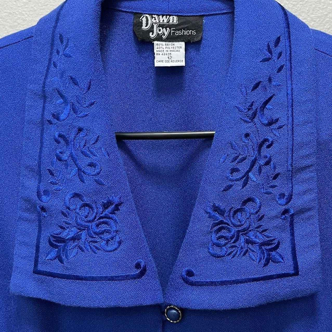 Vintage Dawn Joy | Vintage 80s Royal Blue Wiggle Dress Buttoned 12 Size XL / US 12-14 / IT 48-50 - 3 Thumbnail