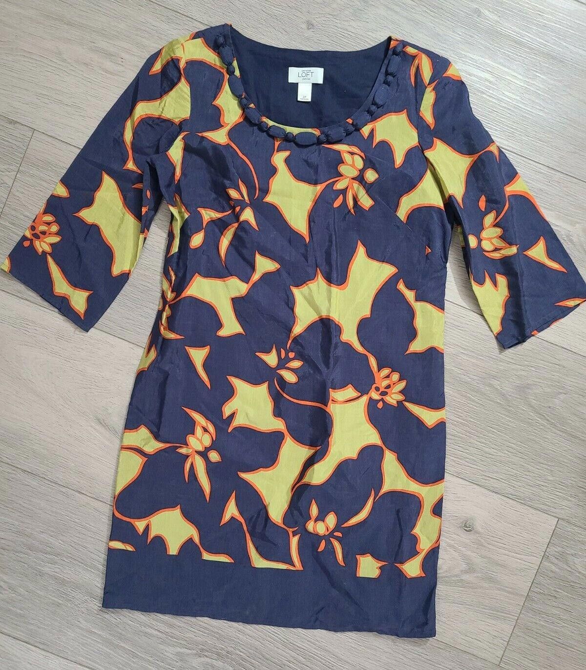 Designer Ann Taylor Loft Dress 2p Petite Mod Floral Short Size XS / US 0-2 / IT 36-38 - 9 Thumbnail