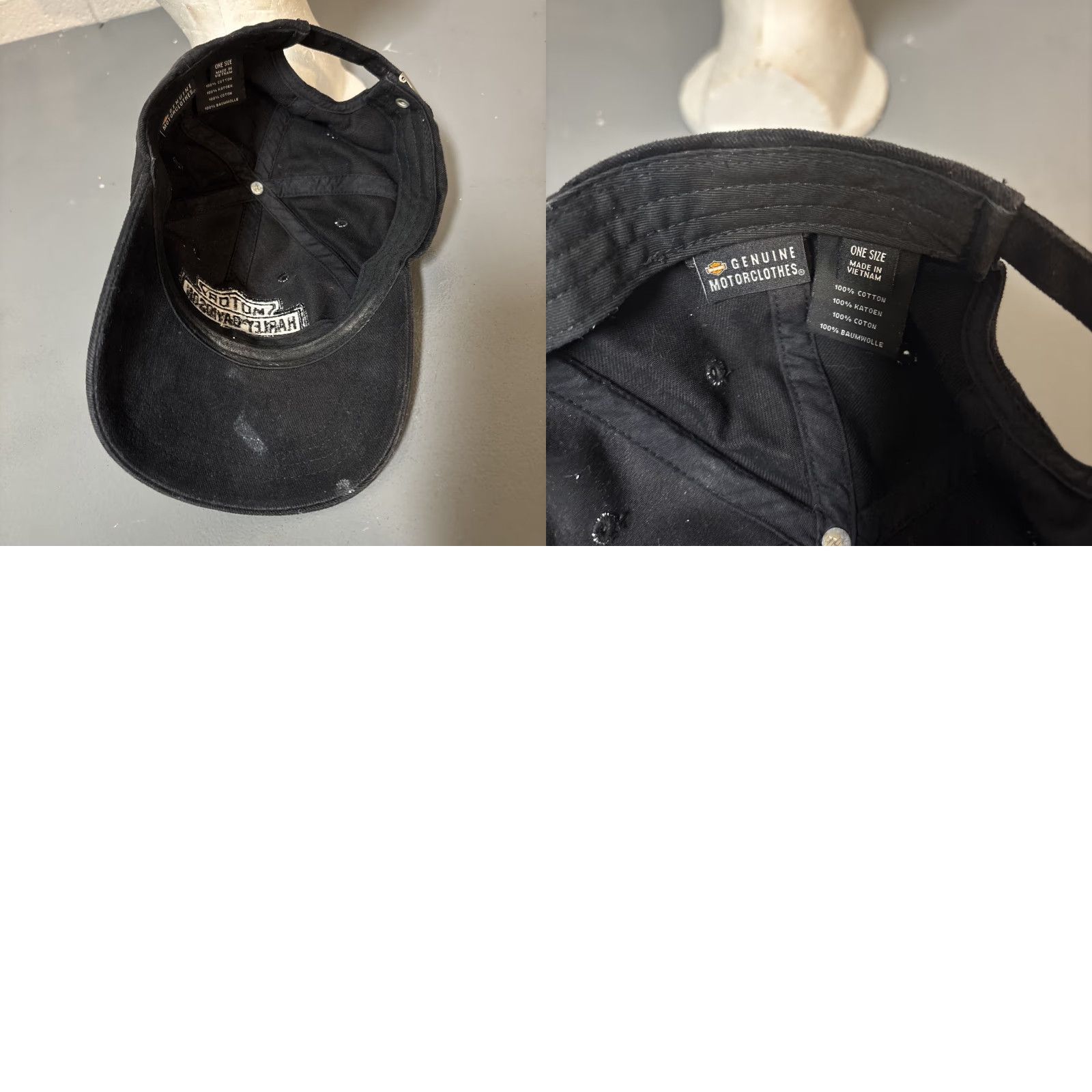 Harley Davidson VINTAGE Harley-Davidson Hat Mens OS Y2K Black On Black Adjustable Strap Buckle Size ONE SIZE - 8 Thumbnail