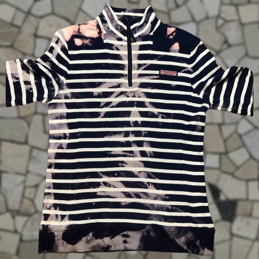 Vineyard Vines Vineyard Vines Womens 1/4 Zip L/S XS Striped Tie Dye Acid Wash Sweatshirt Blue Size XS / US 0-2 / IT 36-38 - 1 Thumbnail