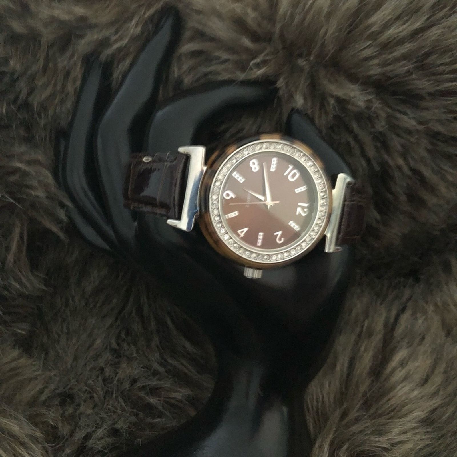 Jewelry Ladies faux tortoise shell vegan leather watch Size ONE SIZE - 2 Thumbnail