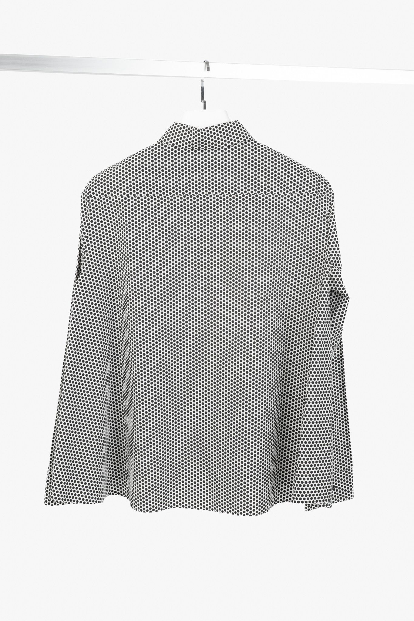Akris Akris Punto White & Black Polka-Dot Cotton Buttoned Shirt Size L / US 10 / IT 46 - 2 Thumbnail