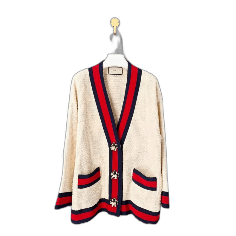 Gucci Gucci Beige Cardigan with Decorative Buttons-yf Size US M / EU 48-50 / 2 - 1 Thumbnail