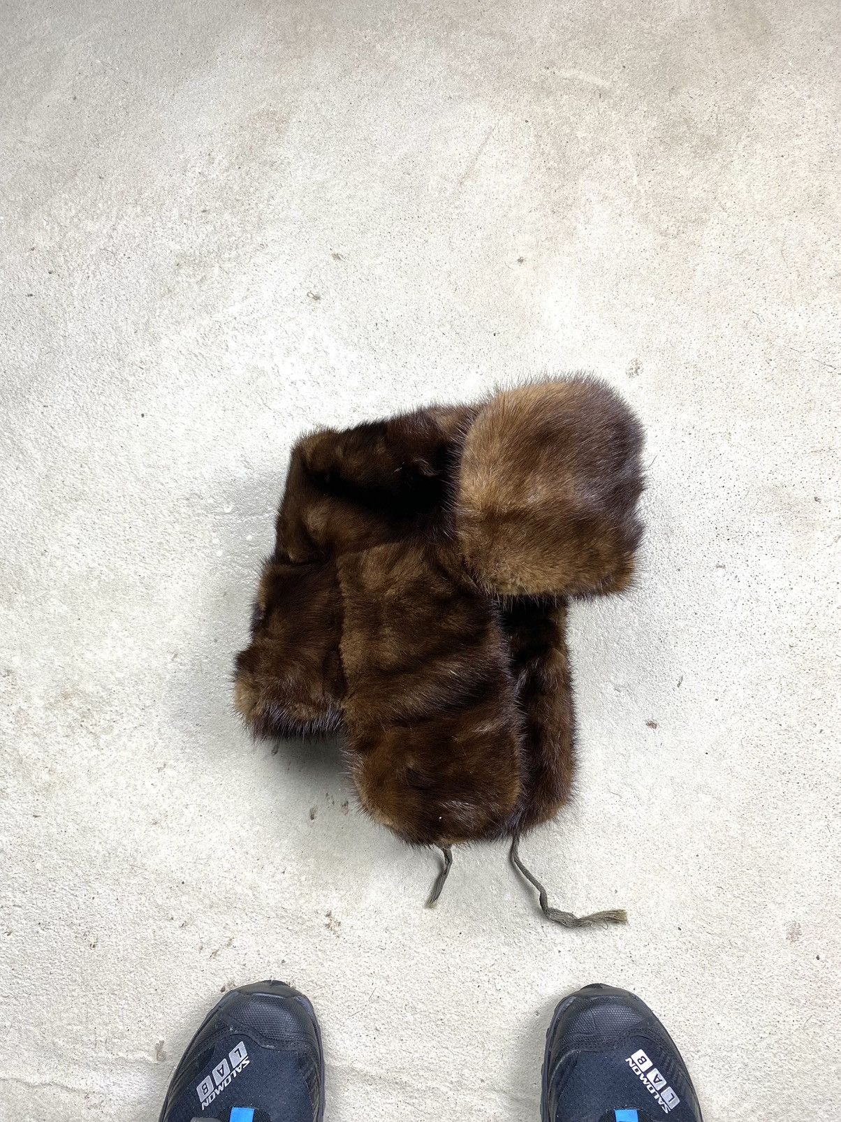 Vintage Vintage Soviet Era Black Fur Ushanka Trapper Hat Winter Cap Size ONE SIZE - 1 Thumbnail