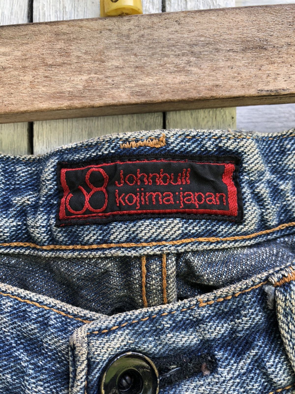 Johnbull × KOJIMA GENES Vintage John Bull Kojima Distressed Knee Ripped Jean Size US 31 - 14 Thumbnail