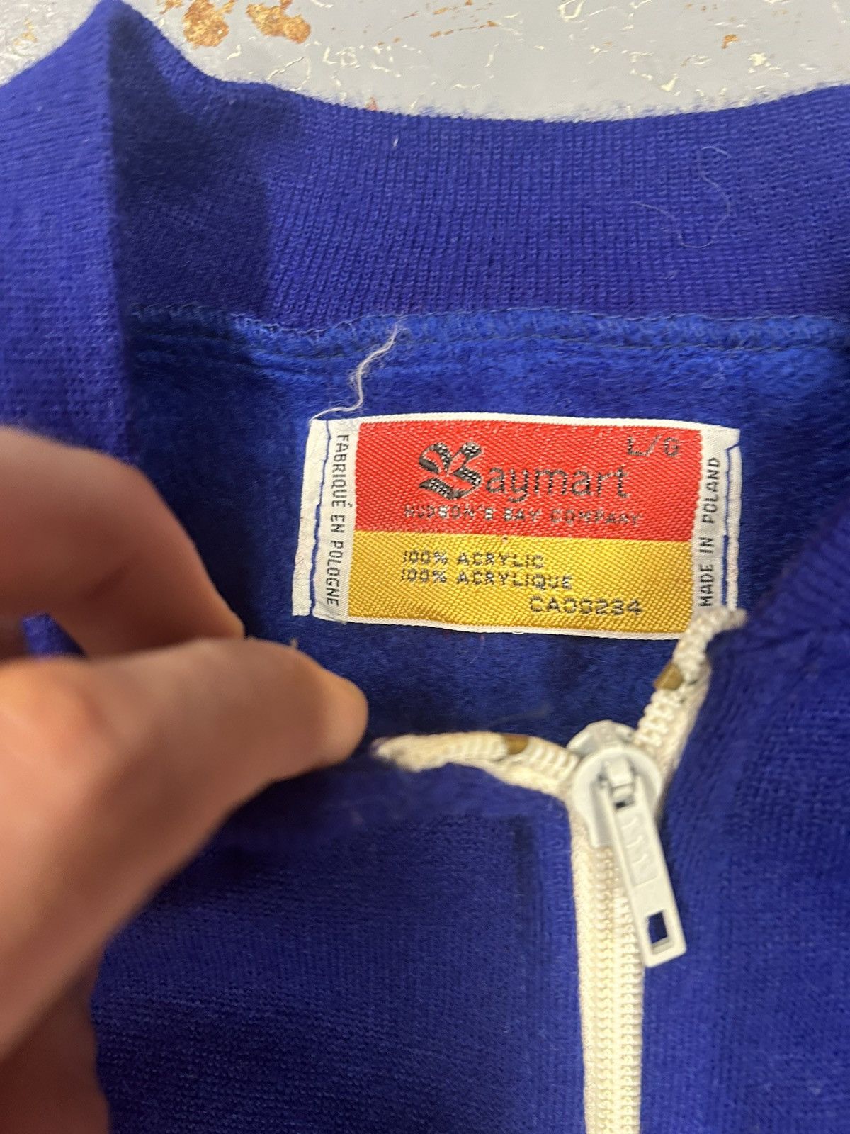 Vintage Crazy Vintage 80s Blue Acrylic Zip Up Sweatshirt Size US L / EU 52-54 / 3 - 2 Thumbnail
