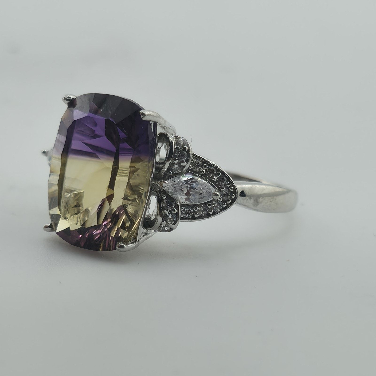 Other Sterling Silver Ametrine Ring 9.25 Cushion Purple Yellow Size ONE SIZE - 6 Thumbnail