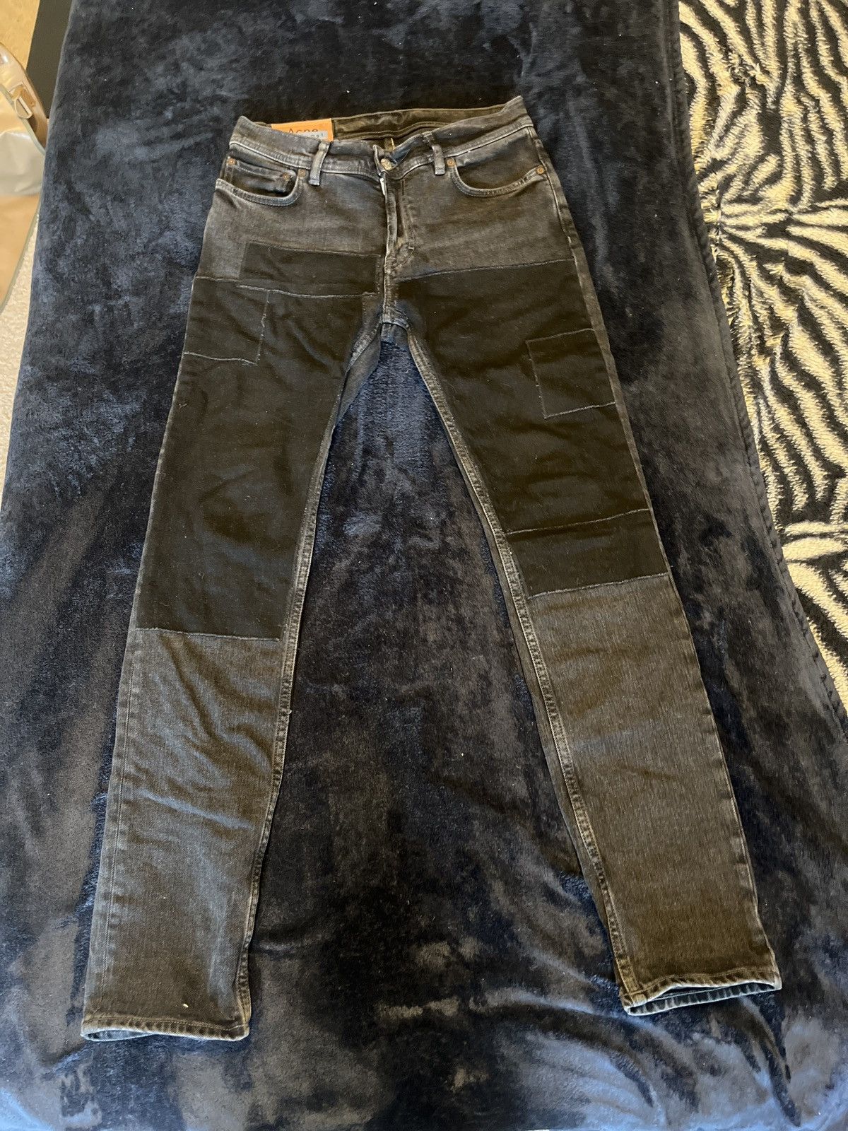 image of Acne Studios Bla Konst River Patch Jeans in Black, Men's (Size 31)