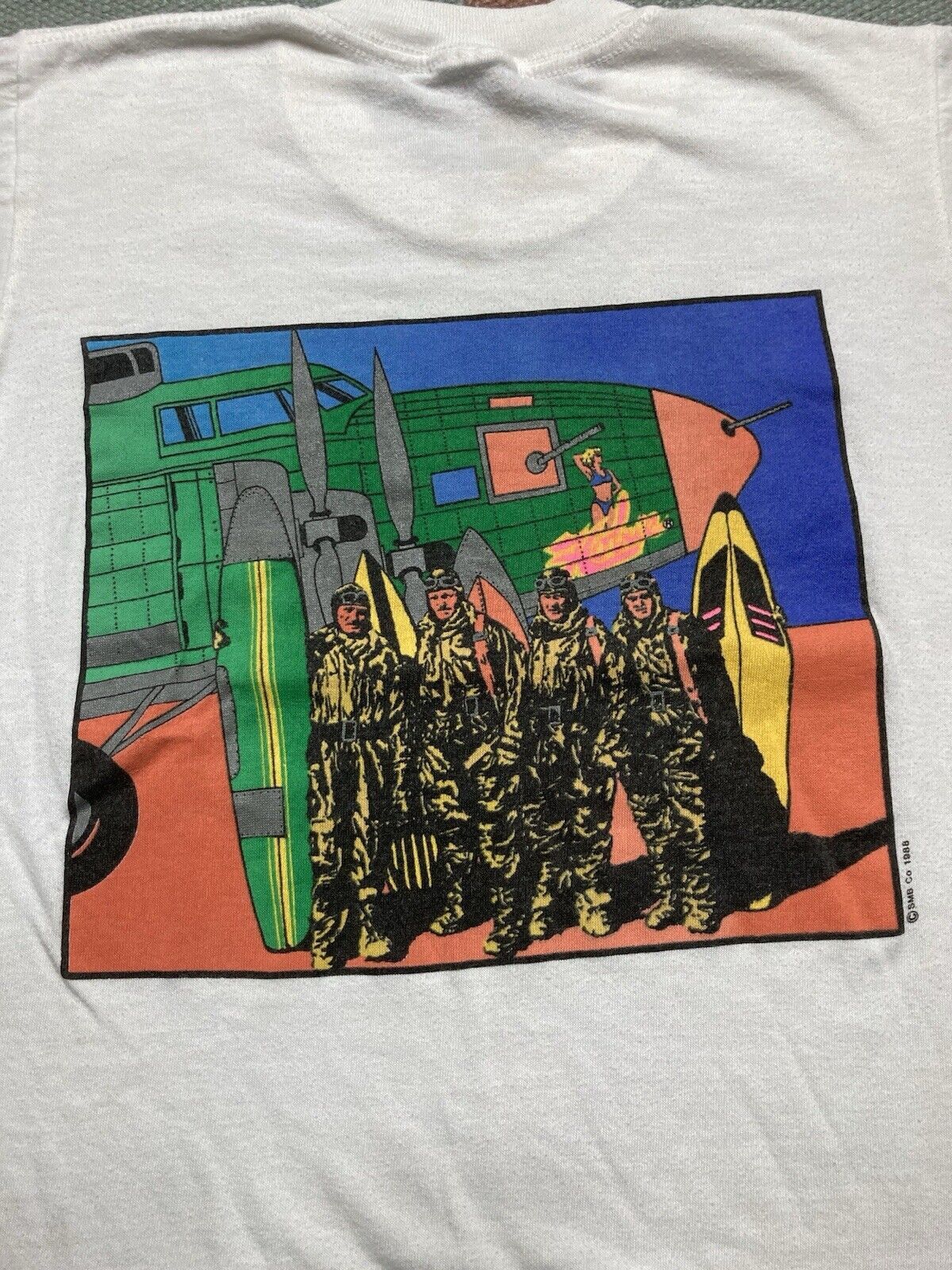 Vintage 80s t shirt Hobie surf force fighter jet youth L baby tee Size XS / US 0-2 / IT 36-38 - 2 Thumbnail
