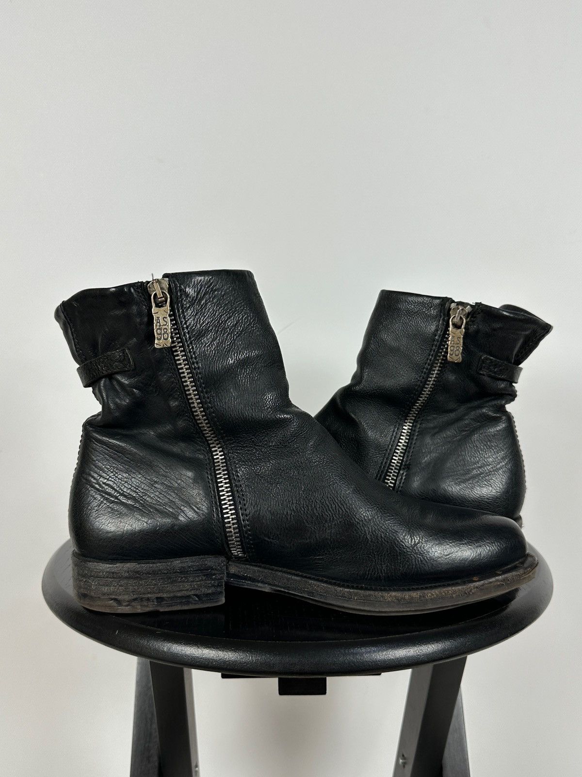A.S.98 A.S.98. Airstep Black Leather Biker Ankle Boots Size US 8 / IT 38 - 7 Thumbnail