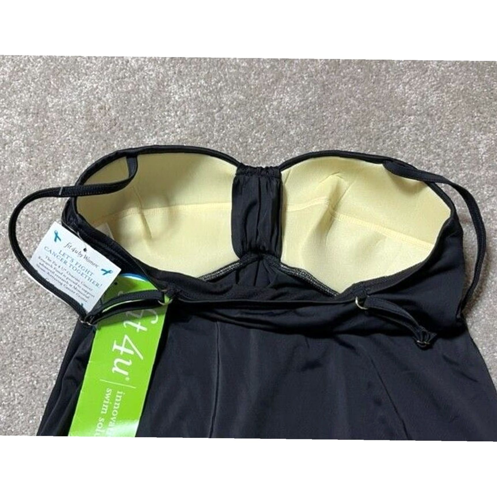 Vintage Fit 4 U Tankini Top Size 8 Tankini Women Slimming Tummy Control Padded Built-In Bra Adjustable Strap Black Beach 50s Pin Up Retro Modest Soild Pattern Size M / US 6-8 / IT 42-44 - 3 Thumbnail