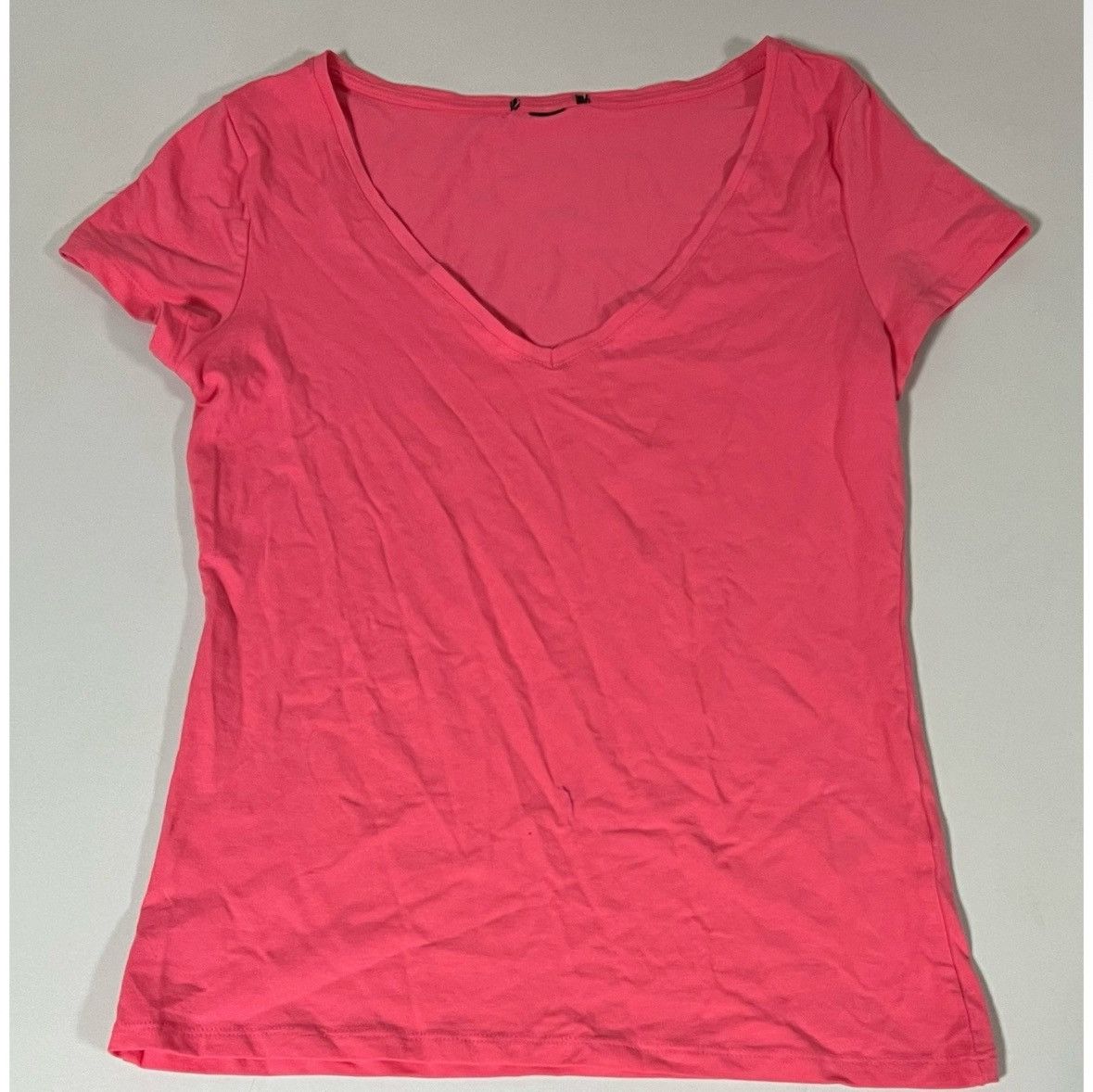 Japanese Brand Pink Magenta Solid V-Neck Short Sleeve Shirt Top Tee Size M💘 Size M / US 6-8 / IT 42-44 - 2 Thumbnail