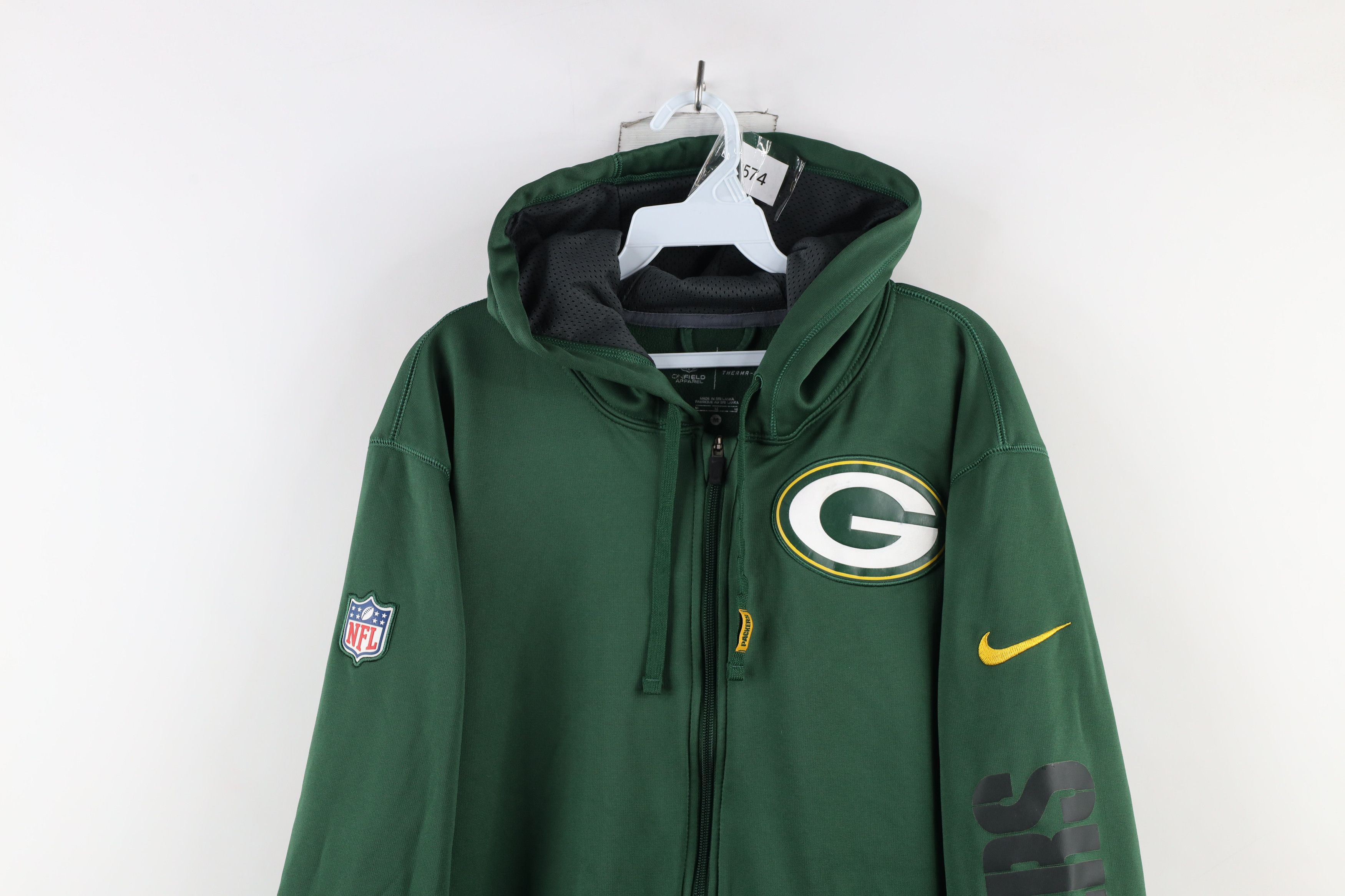 Nike Nike On Field Green Bay Packers Football Full Zip Hoodie Size US M / EU 48-50 / 2 - 2 Thumbnail