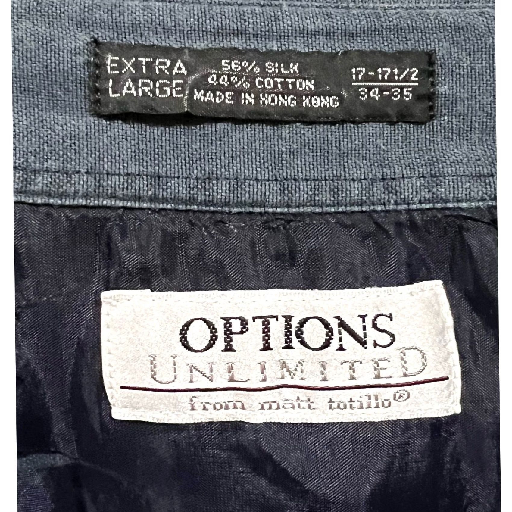 Vintage Options Unlimited Matt Totillo Shirt Button-Up Blue Silk Cotton XL Men’s Size US XL / EU 56 / 4 - 5 Thumbnail
