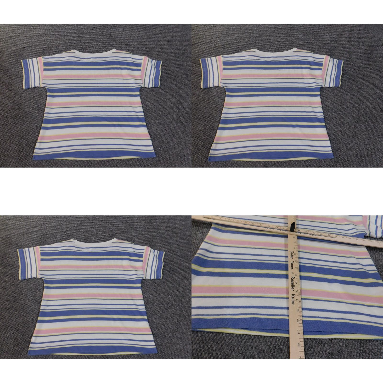 Ann Taylor Ann Taylor Loft Blouse Shirt Womens L Red Striped Knit Polyester Classic Stretch Short Sleeve Pullover Casual Regular Size L / US 10 / IT 46 - 8 Thumbnail