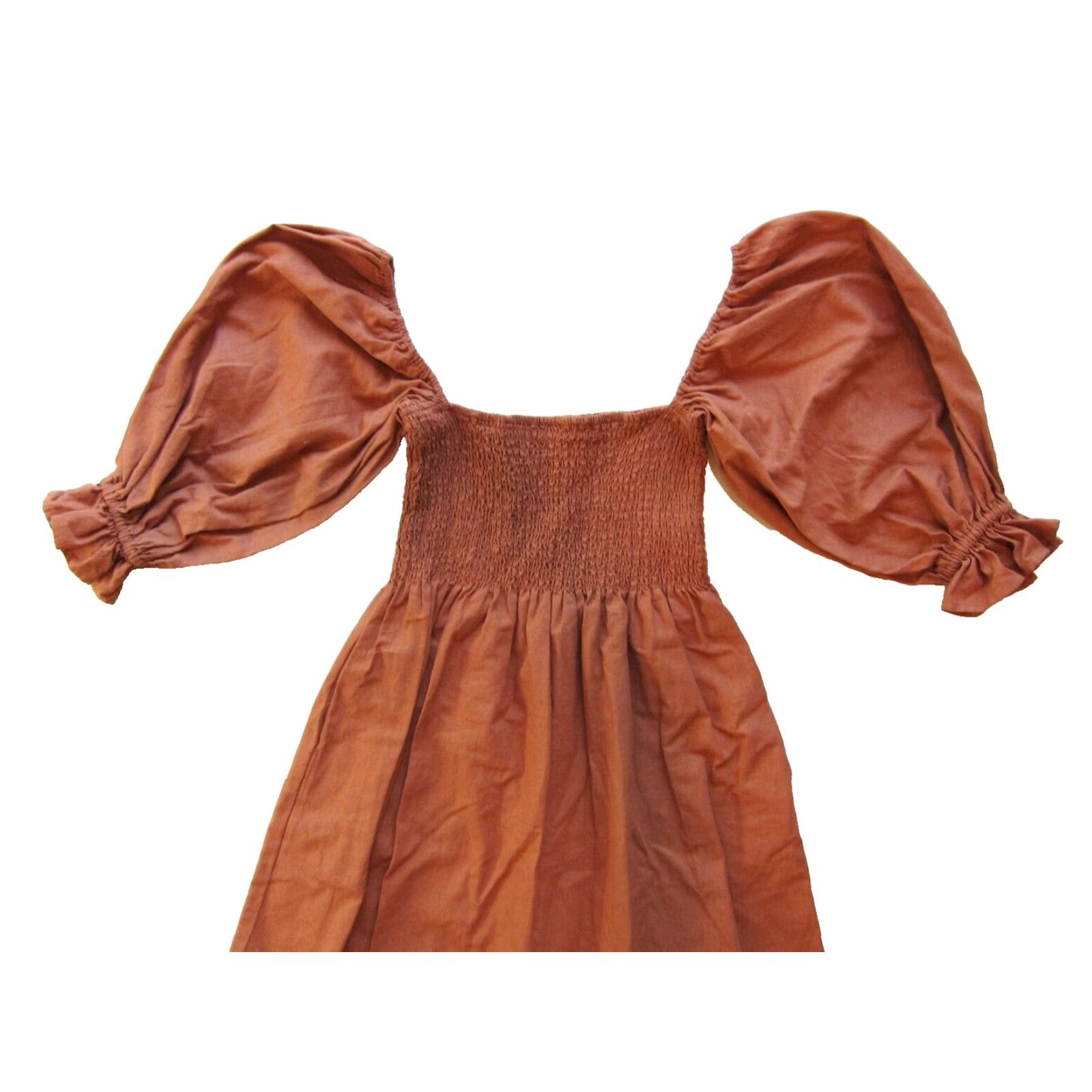 FLAX Kourt Flax Cotton Rust Orange Off Shoulder 3/4 Sleeve Pocket Short Dress XS Size 26" / US 2 / IT 38 - 4 Thumbnail