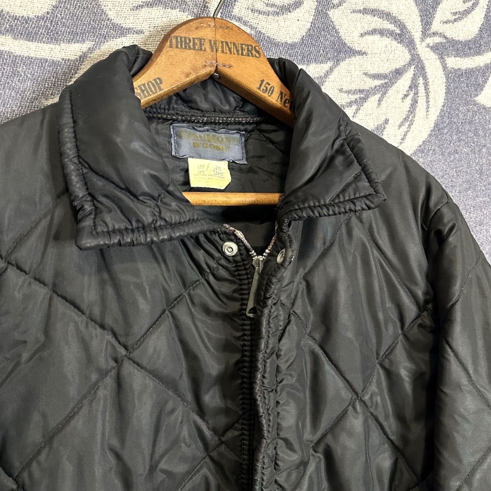Vintage VINTAGE OshKosh B'gosh Jacket Mens Windbreaker Full Zip Collared Quilted Black L Distressed Mid-Length Size US L / EU 52-54 / 3 - 2 Thumbnail
